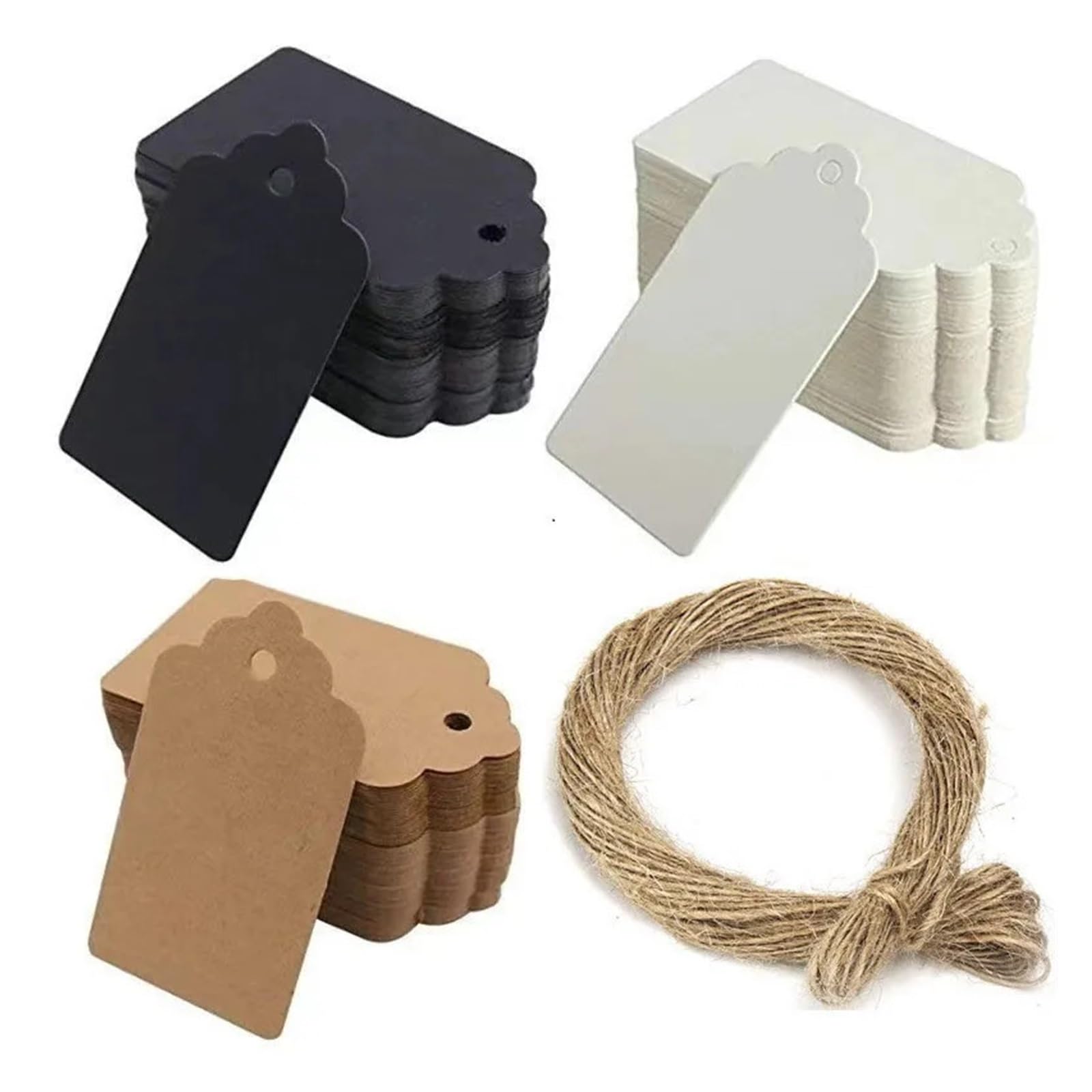 Preisschilder mit Schnur, 200 Stück, Verpackungsetiketten, Papieranhänger, DIY-Papierkarte, Weihnachten, Hochzeit, Geschenk, Dekoration, Anhänger für Warenmarkierung, schwarze Karte