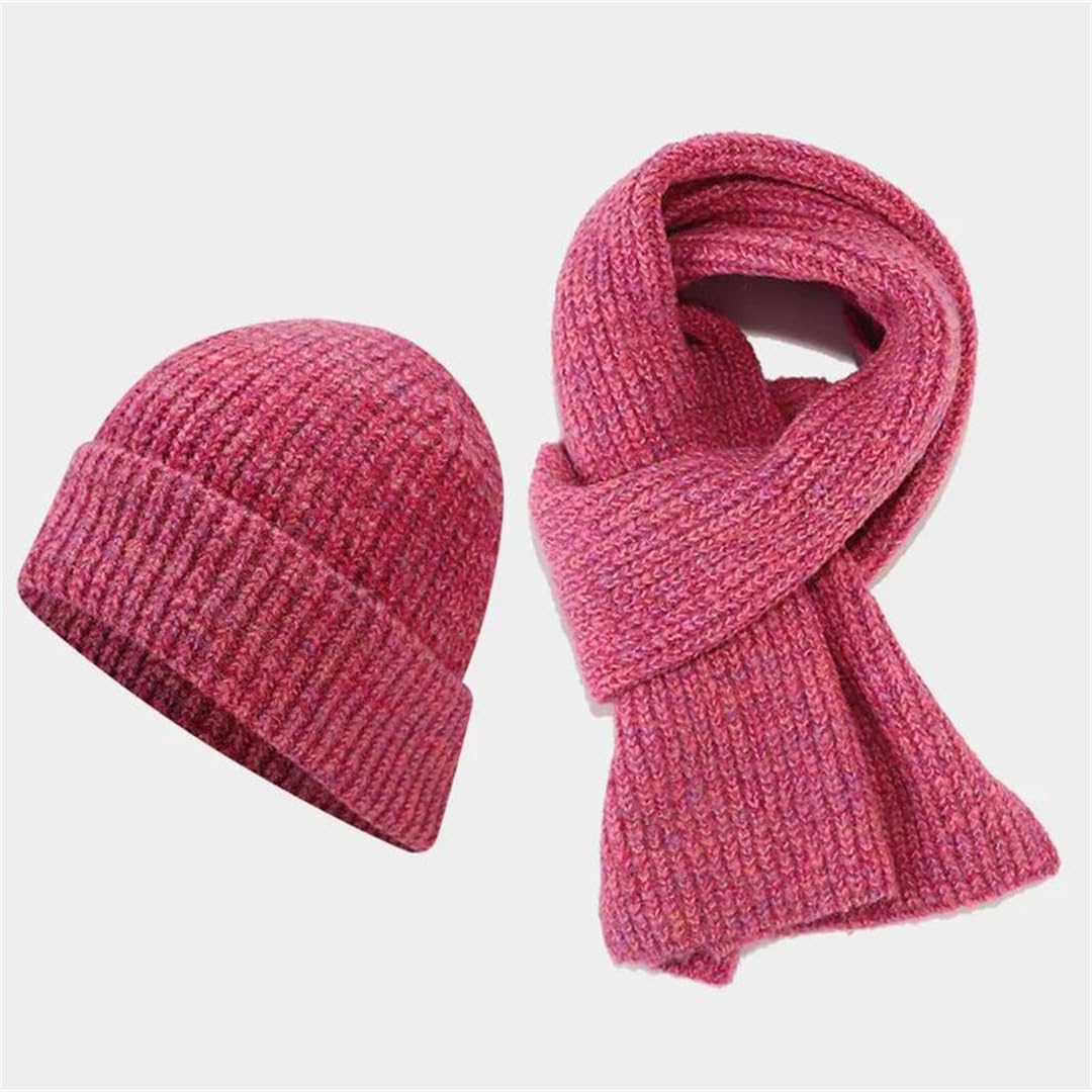 Czapki i szaliki 2 zestawy dla kobiet, robione na drutach, zimowe, swobodne, jednokolorowe, pogrubione, unisex (khaki)