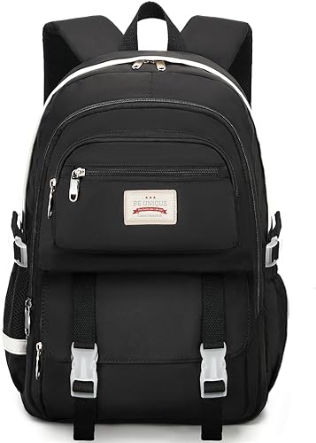 SCIONE Mochilas para adolescentes y niñas, mochila negra para laptop, estudiantes de secundaria, escuela, universidad, mochila de viaje para mujeres