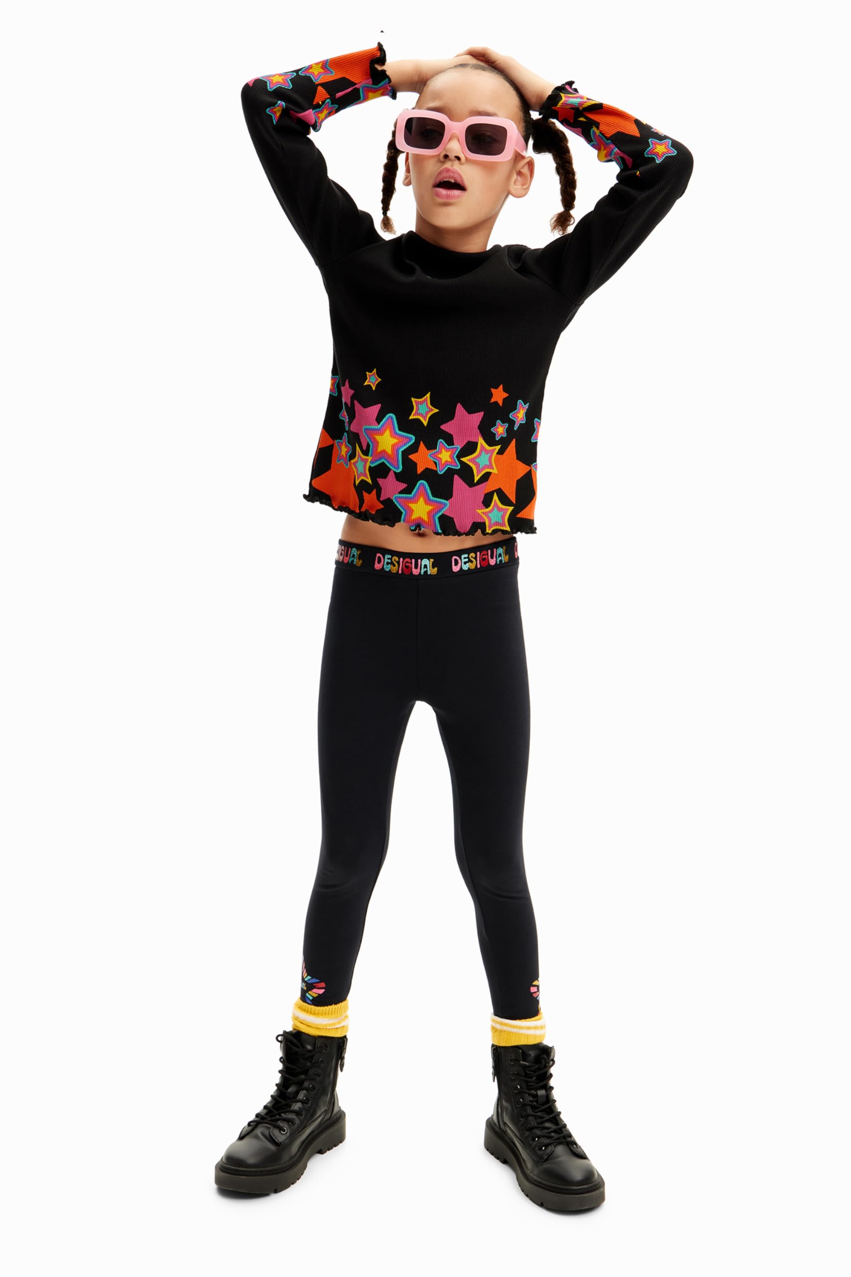 Desigual Damen Schwarz Legging_daisy, S, 2000 Negro