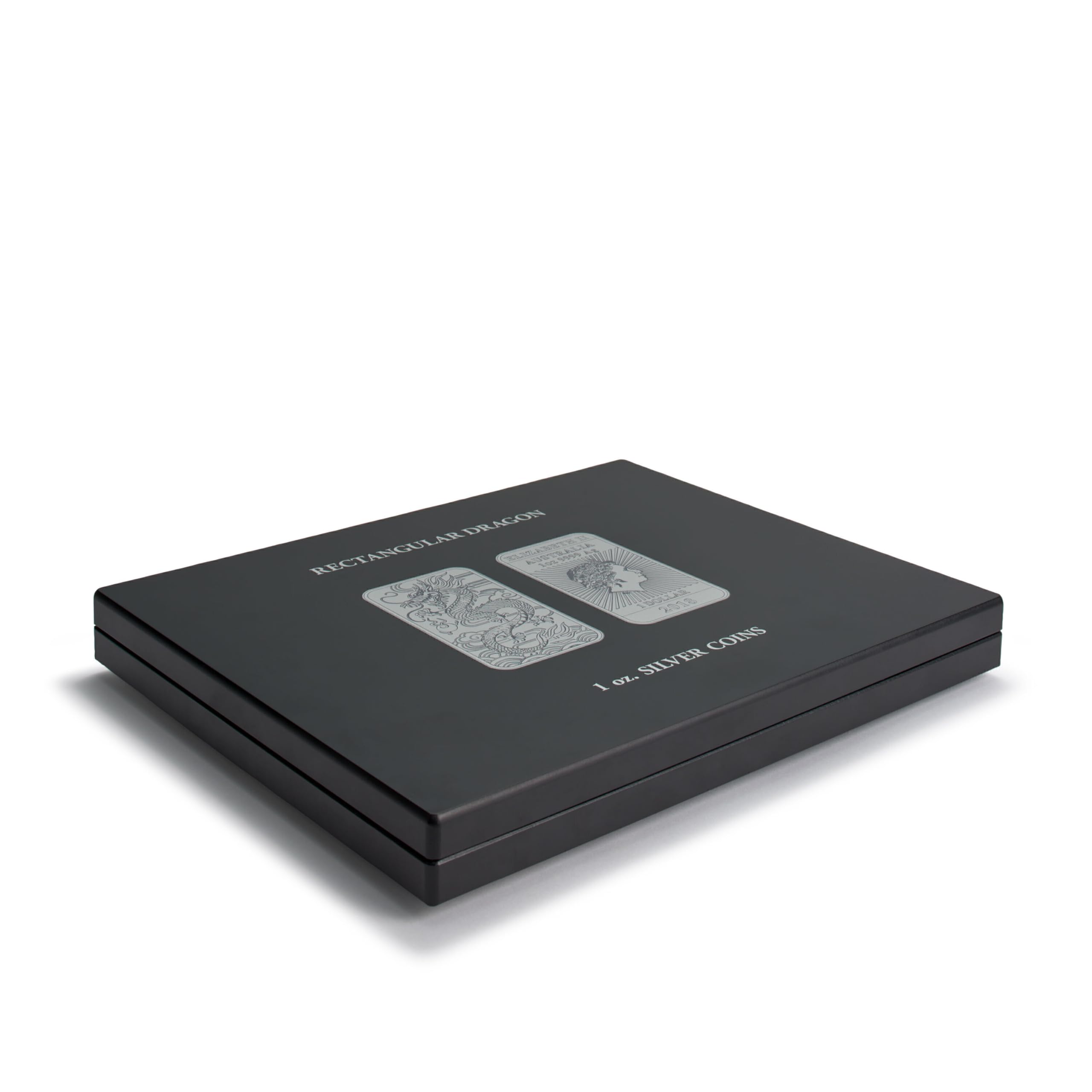 Leuchtturm 368466 Estuche para 18 Monedas de Plata Volterra Uno Dragón Rectangular en cápsulas - Aspecto de Madera de Caoba