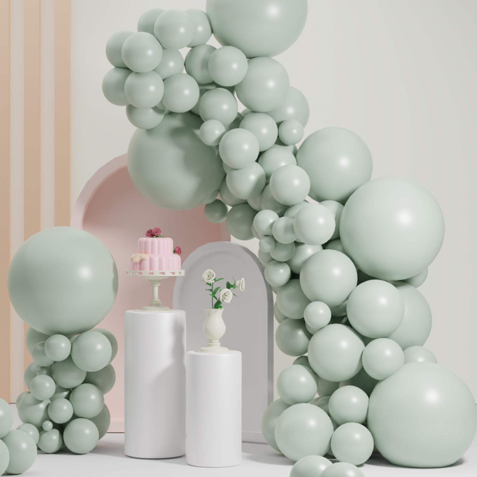 Pale Green Balloons, Scmdoti Light Greens Balloons Different Sizes 18 12 10 5 Inches, Green Balloon Garland Arch for Safari Party Birthday Baby Shower