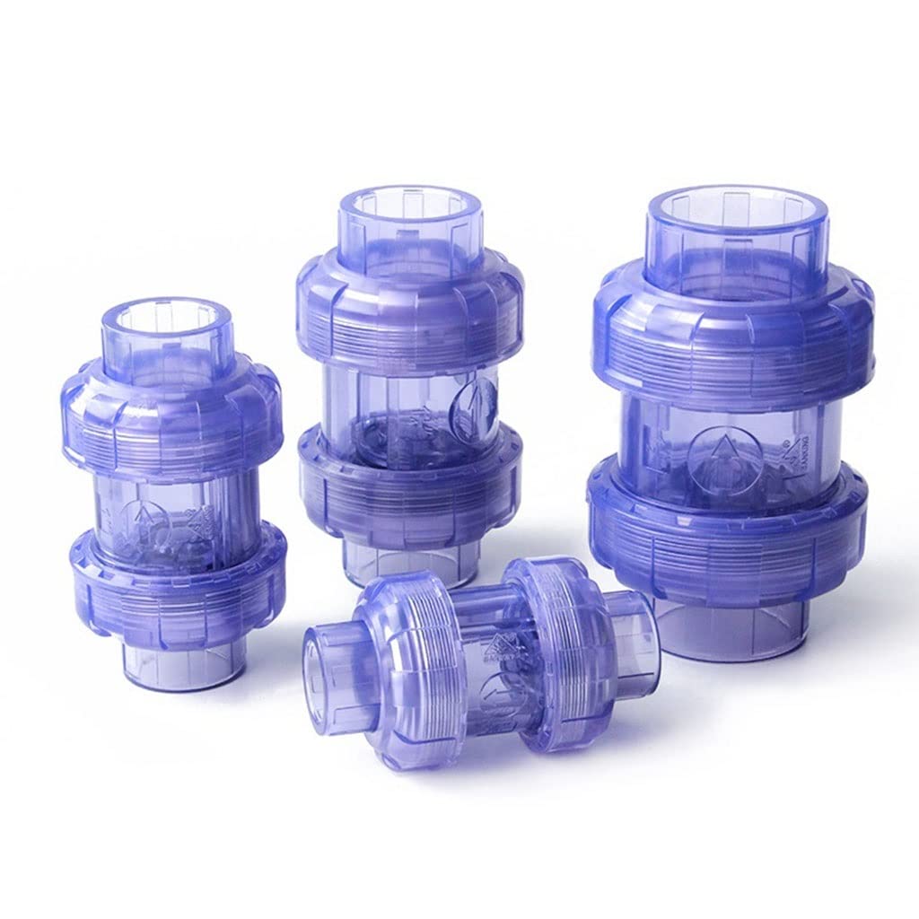 Válvula de retención de válvula de bola de PVC transparente, 20-63mm, unidireccional, sin retorno for pecera(25MM)