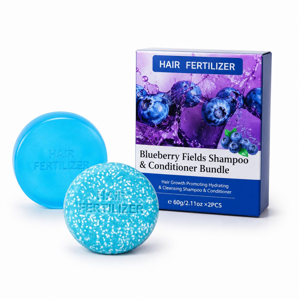 Blueberry Fields Shampoo & Conditioner Bundle，Blueberry Organics shampoo bar for Hair Growth - Strengthening, Thickening & Volumizing