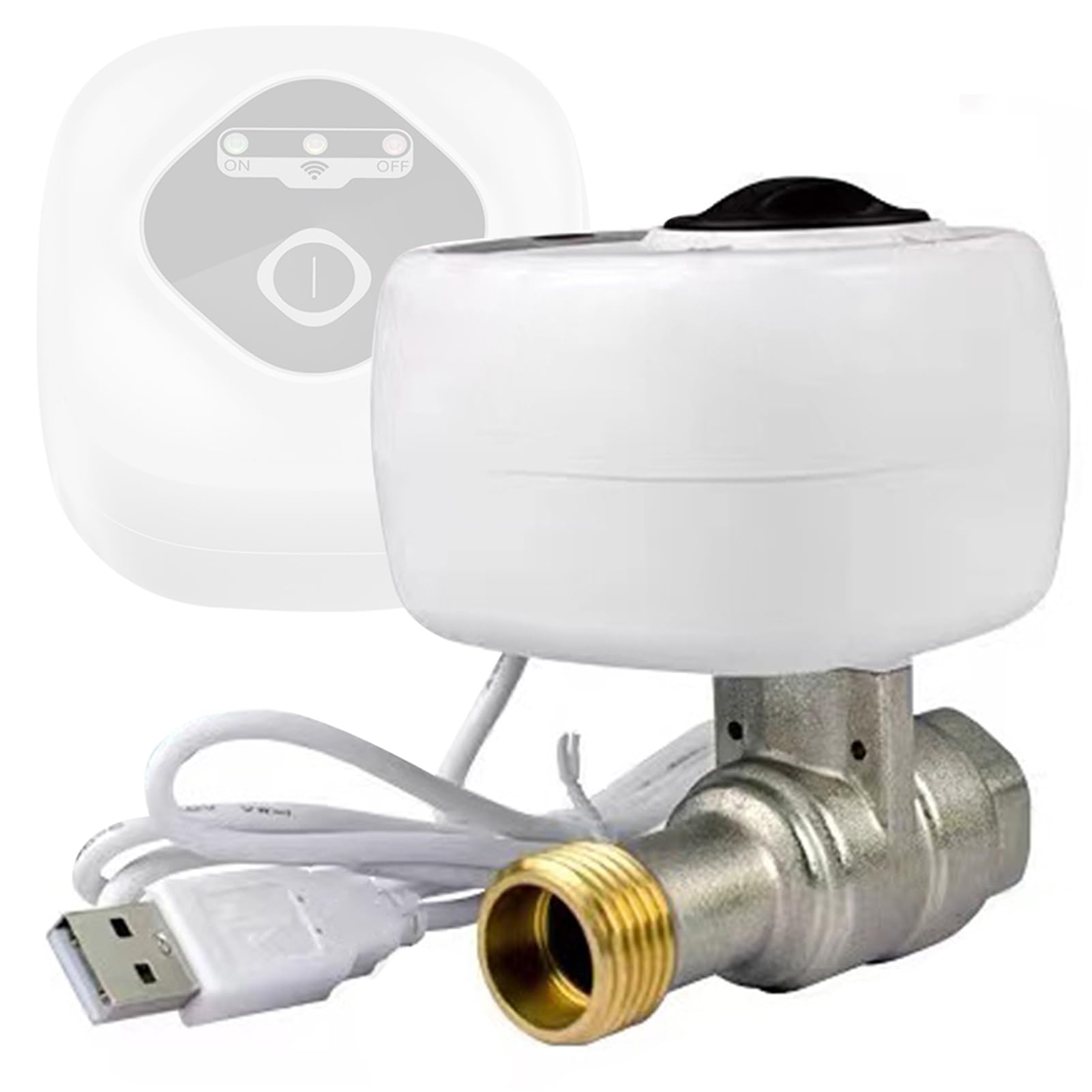 Vanne D'arrêt d'eau Automatique Intelligente WiFi pour Maisons Intelligentes, Alarme de Fuite, Télécommande pour la sécurité Familiale, Blanc (DN15)