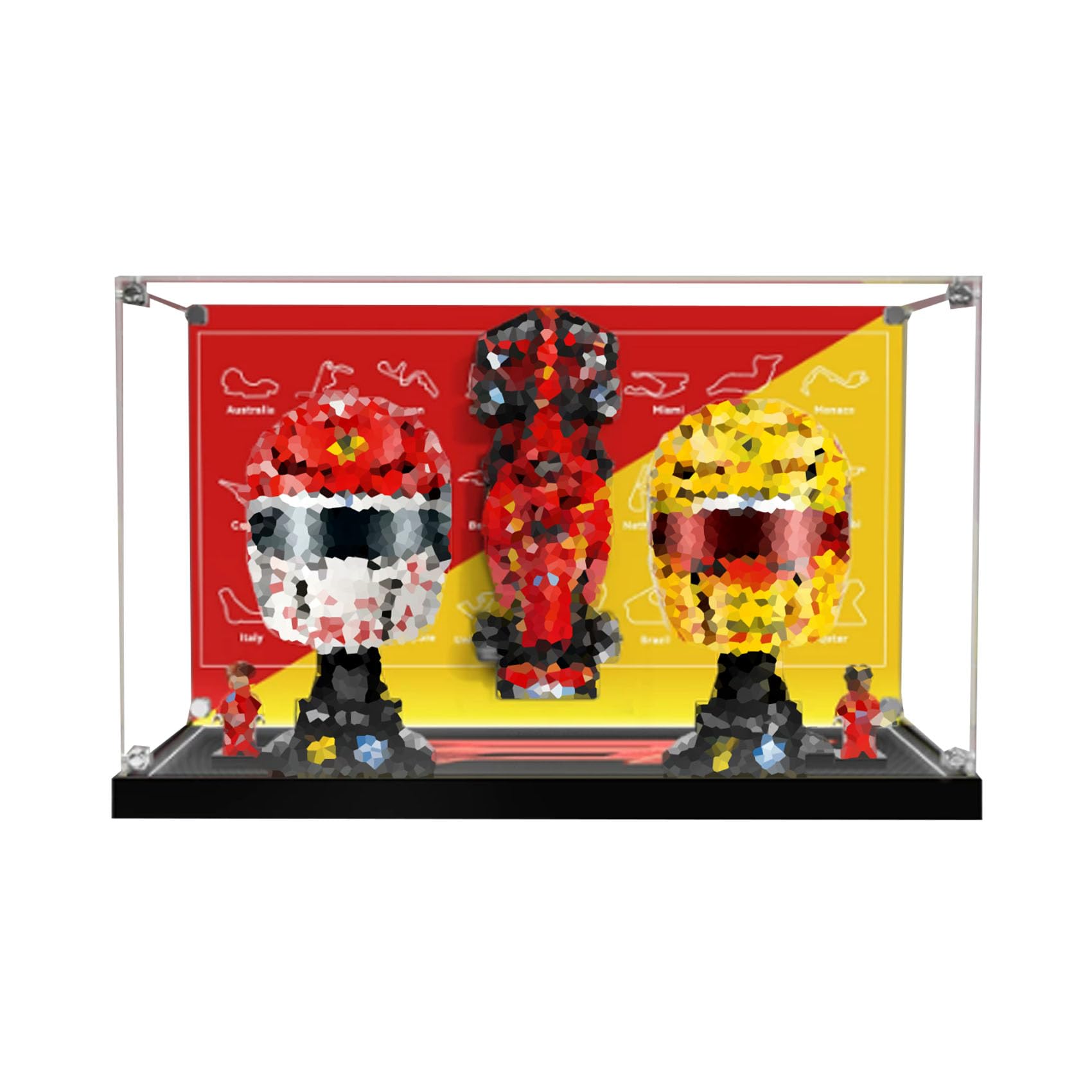 Acrylic Display Case for Le-go 43014+77242+43022 Helmets Model, Dustproof Display Box (display box only) (with Light)