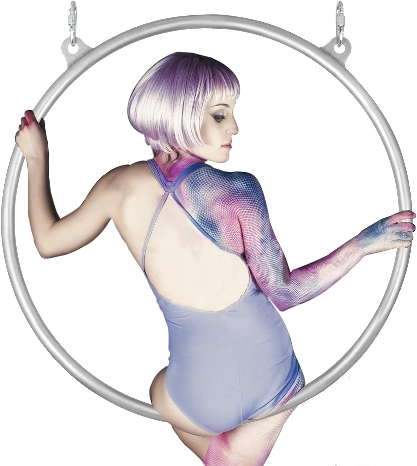 Popsport 3ft/90cm Dia Lyra Hoop,770 Lbs Strength Tested Aerial Hoop,Double Point Circus Aerial Equipment Yoga Hoop Aerial Dancing Circus Ring Set