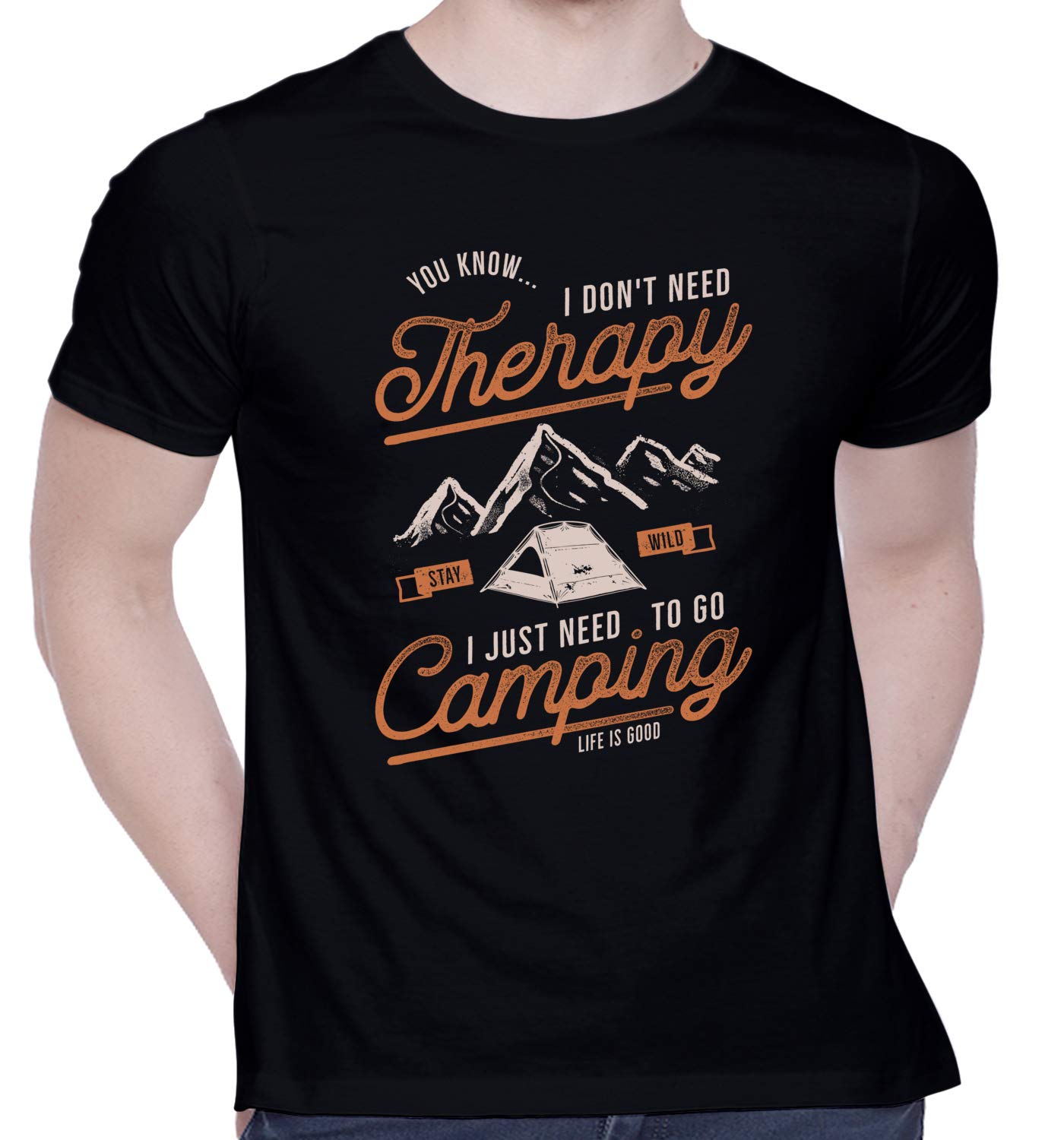 CreativiTGraphic Printed T-Shirt for Unisex Camping Therapy_Color Tshirt | Casual Half Sleeve Round Neck T-Shirt | 100% Cotton | D00487-56