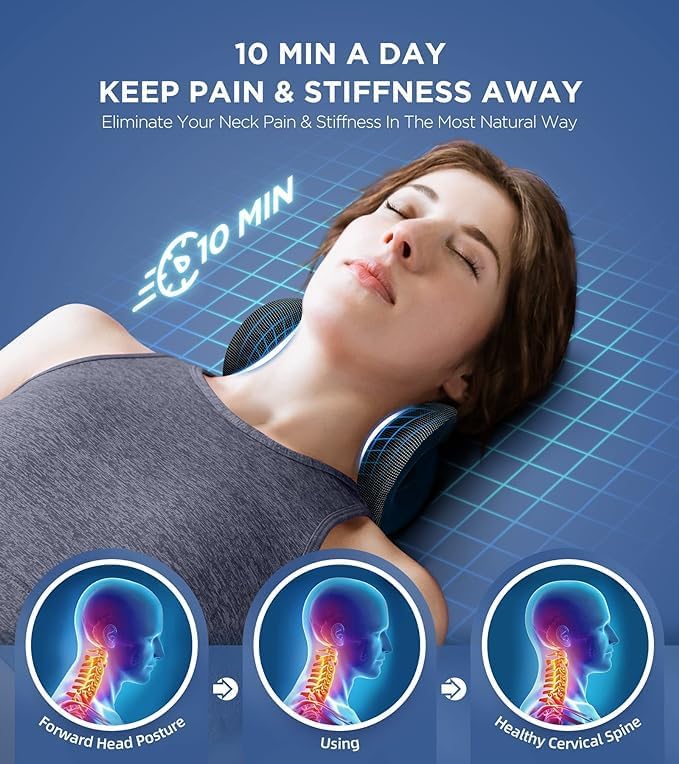 Osteo Neck Stretcher with Magnetic Therapy Cover, 2 Modes[Gentle/Strong] Pain Relief Cervical Traction Device, odorless Neck and Shoulder Relaxer, Chiropractic Pillow for TMJ Headache Spine Alignment - Image 2