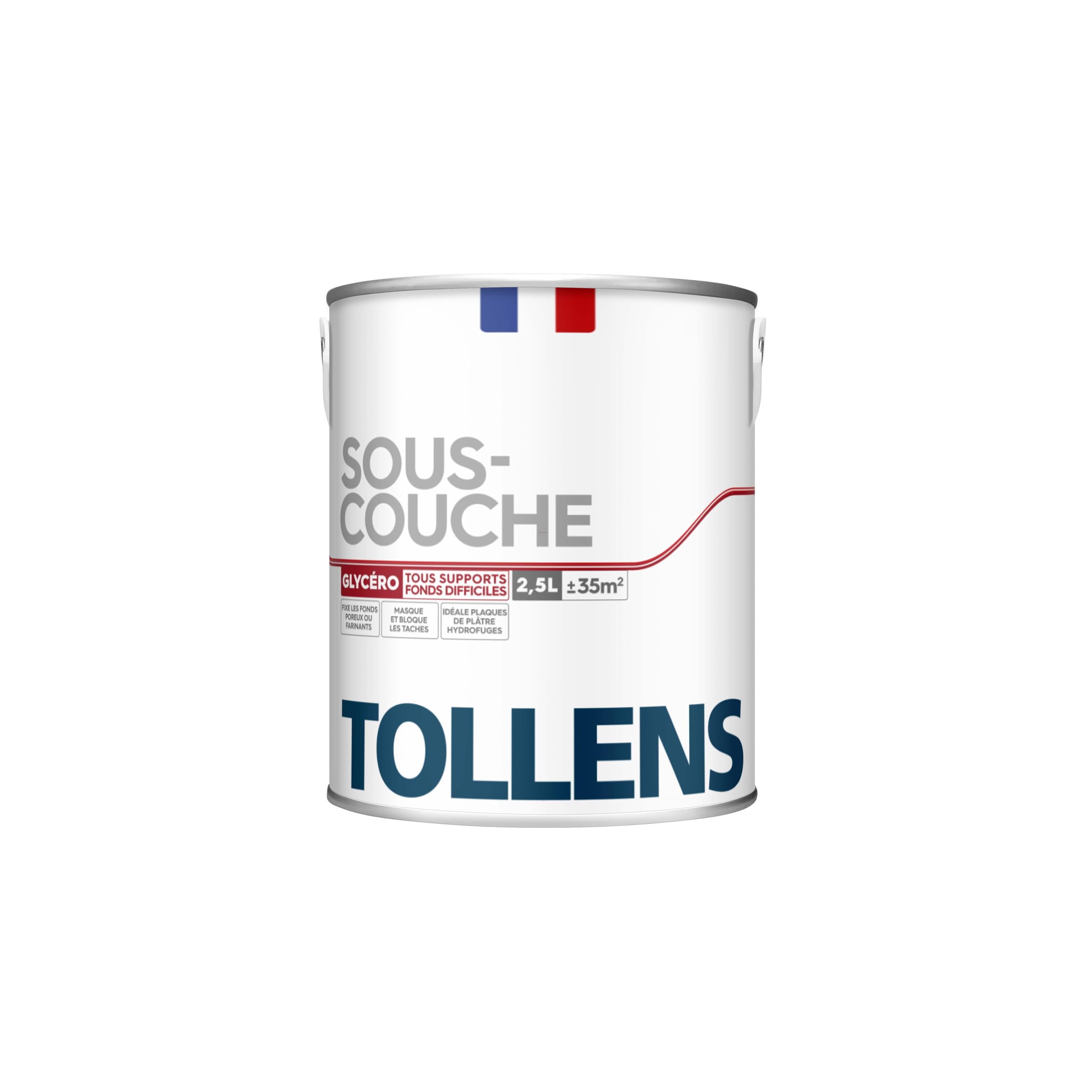 Tollens - Peinture Blanche - Impression - Sous-Couche Glycéro - Idéal pour les pièces humides - Fort pouvoir opacifiant - Résultat lisse et tendu - 2,5L = 35 m²