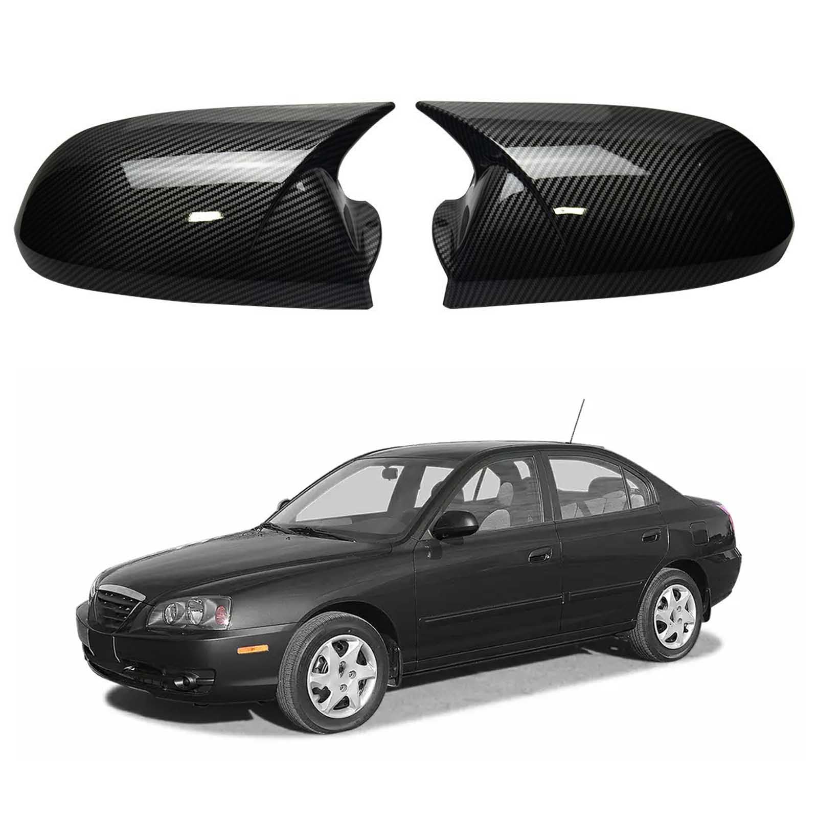 PAPEP Door Mirror Cover Caps for Hyundai Elantra 2005-2009, Left Right Side Wing Rearview Mirror Cover Lid 2 Pieces Exterior Styling Accessory,Carbon fiber texture