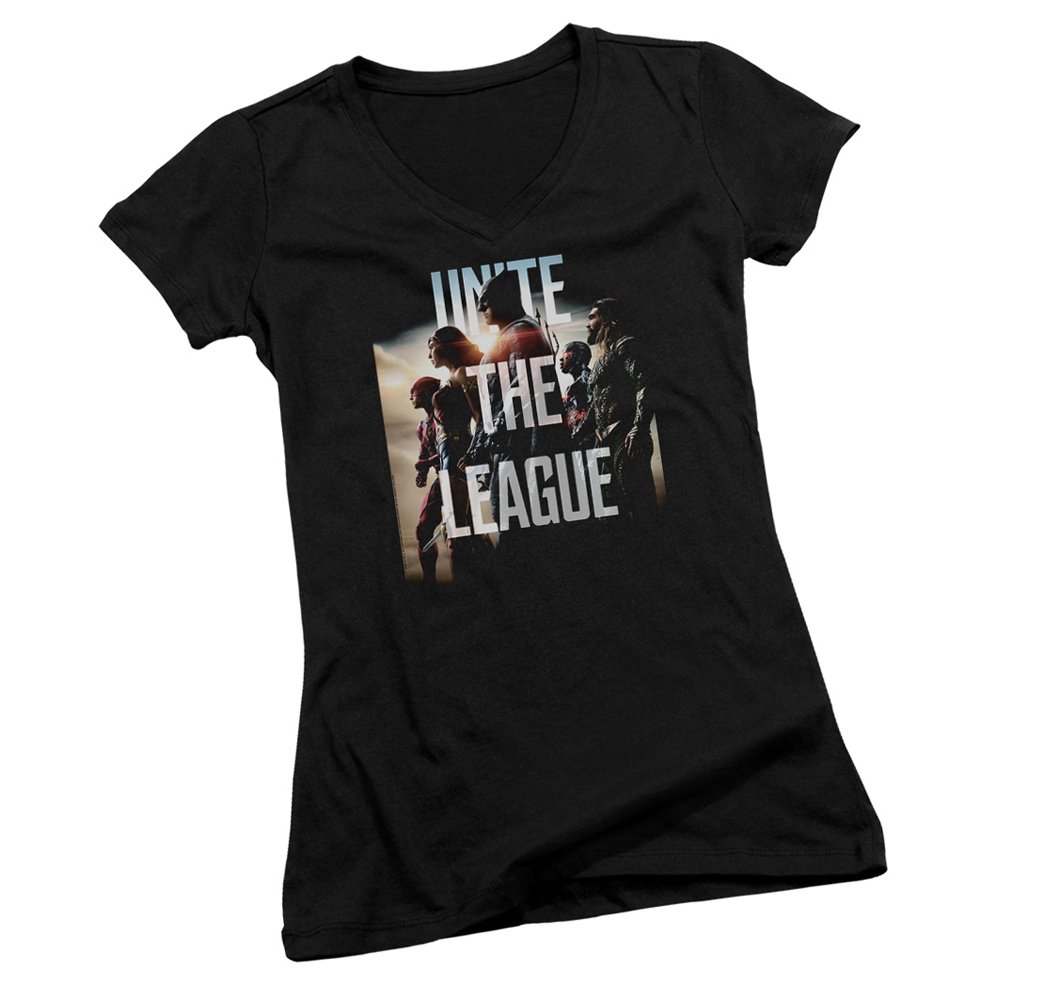 Unite The League -- Justice League Movie Juniors V-Neck T-Shirt