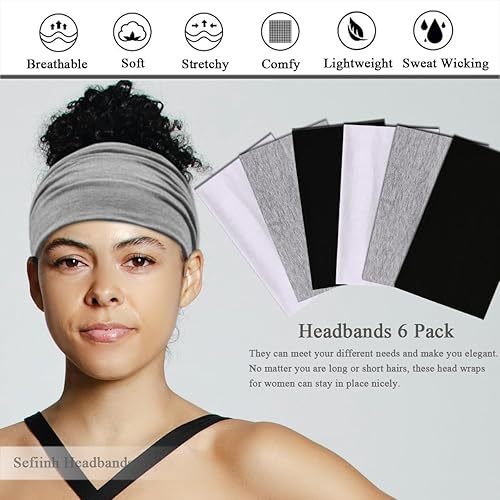 Miniatura 8 de Diademas anchas para mujer, diadema elástica, estilo bohemio, banda para el pelo para mujer, turbante, entrenamiento, accesorios para el cabello,