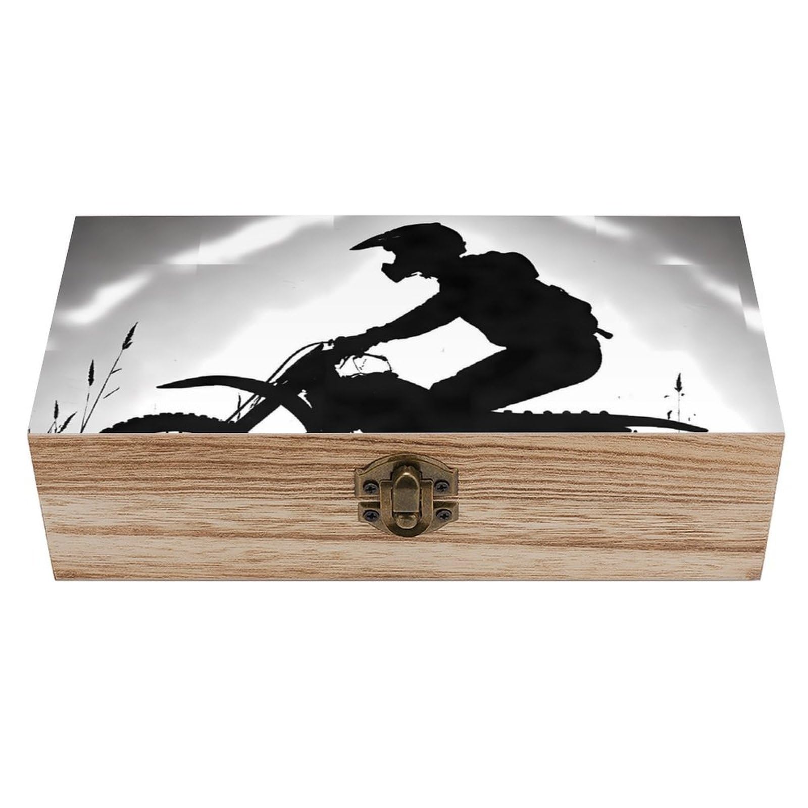 HLBSDM Black Motorcycle Motocross Dirt Bikes Wooden Storage Box