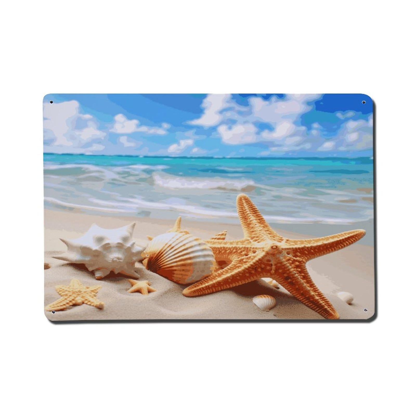 Adfgyerh Style Starfish Seashell Ocean Beach Metal Signs Funny, Aluminum Tin Sign Indoor Outdoor Decor, Vintage Signs For Home Office Kitchen Bar Cafe Garden Farmhouse Wall Decor