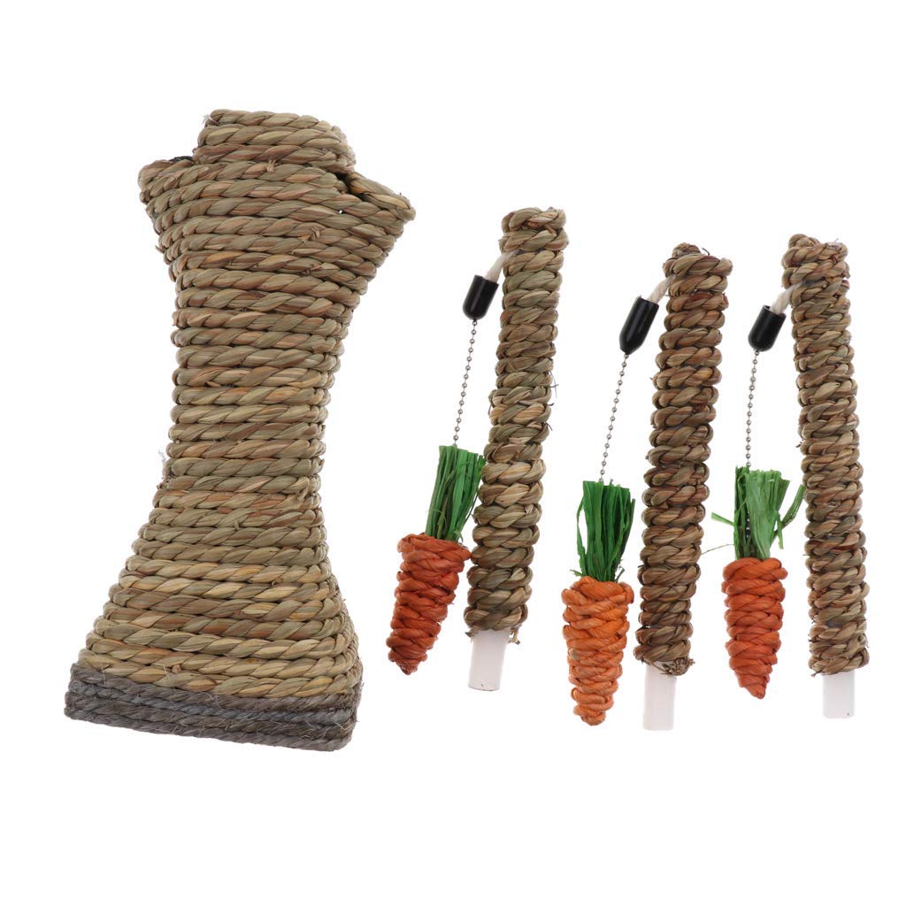 Litewoo Haustier Kletterbaum Spielzeug Rattan Gras Kratzbaum Häschen Spielzeug Klettergerüst Aktivitätszentrum mit Karotte für Katze Kaninchen Hamster Kleintierspielzeug
