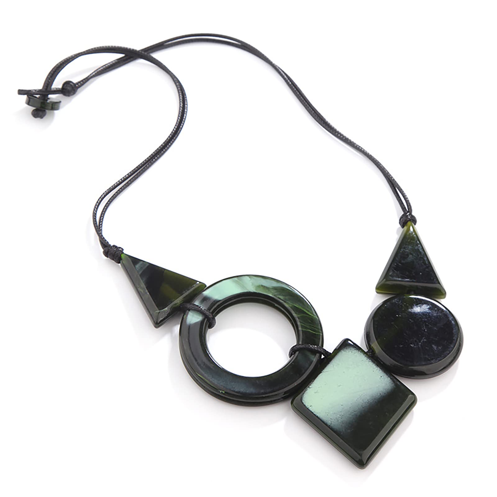 ESNY Collana Lunga con Ciondolo Grande in Acrilico Collana Fatta a Mano Femminile Regolabile con Ciondolo in Resina Nera Black