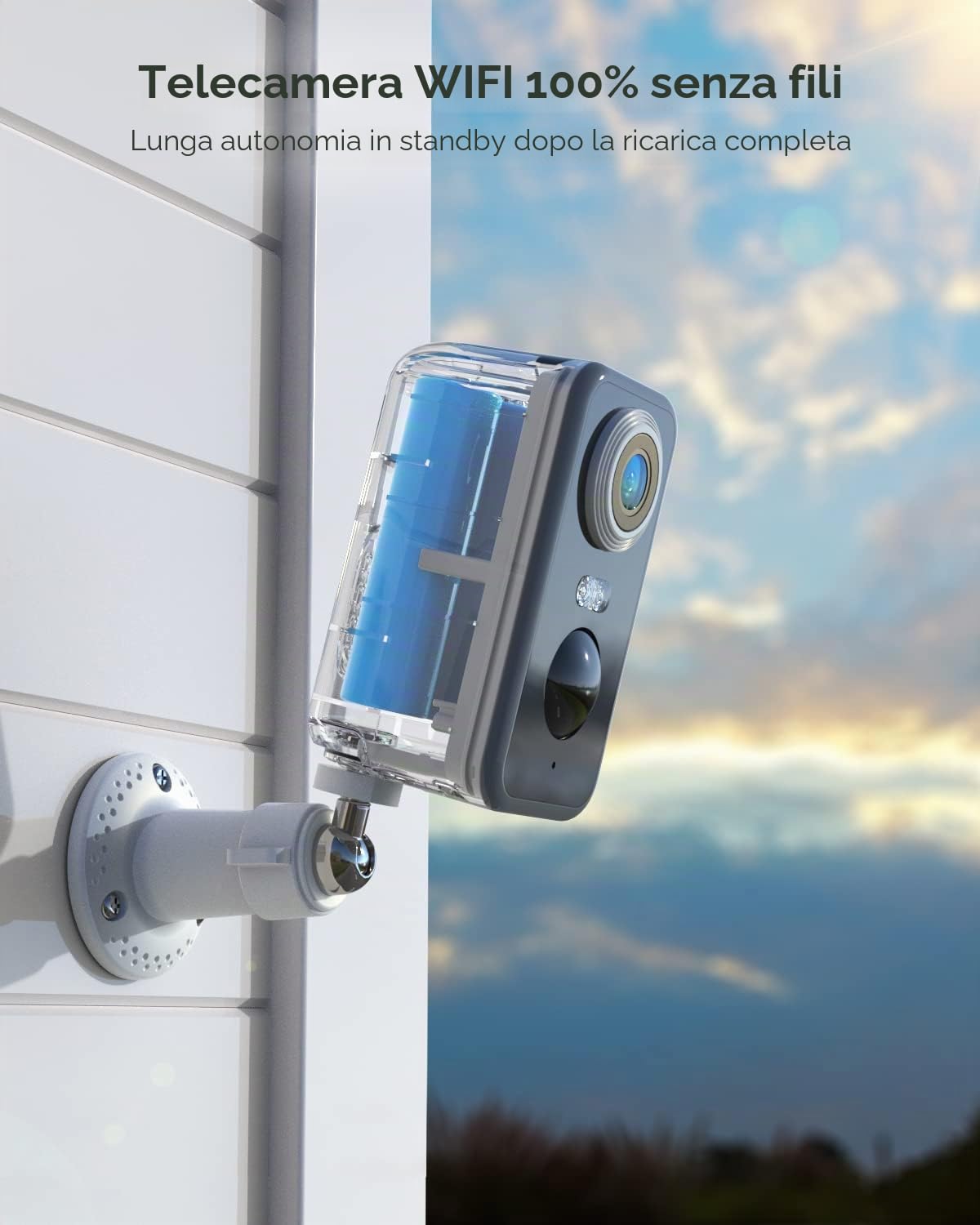 DEATTI 2K Telecamera Wi-Fi Interno/Esterno Senza Fili a Batteria, Videocamera Sorveglianza Interno, Rilevatore di Movimento PIR, Visione Notturna a Colori, Audio a 2 Vie, Sirena, IP66, SD/Cloud