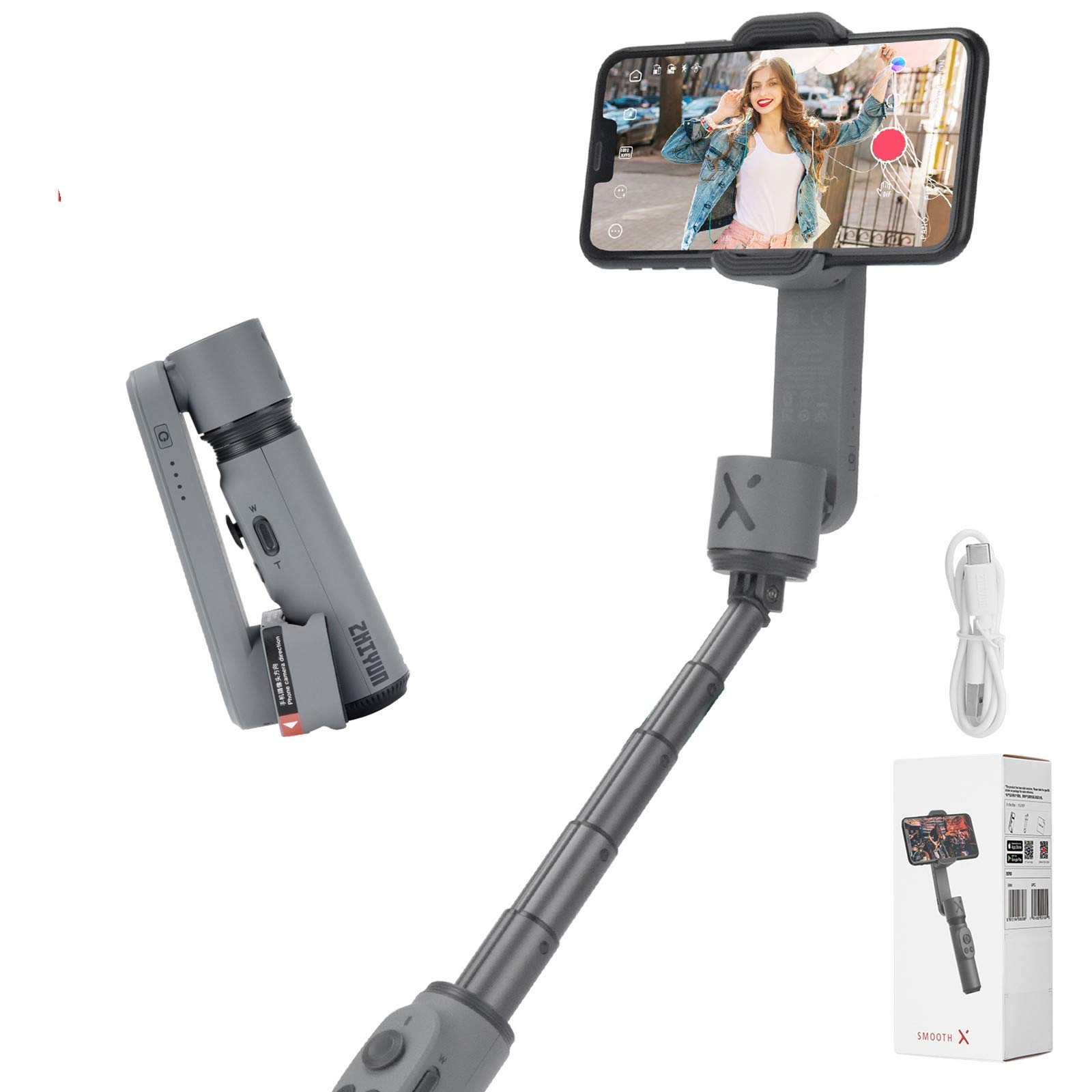 Amazon | 【公式旗艦店】ZHIYUN Smooth X自撮り棒 灰色 スマホジンバル