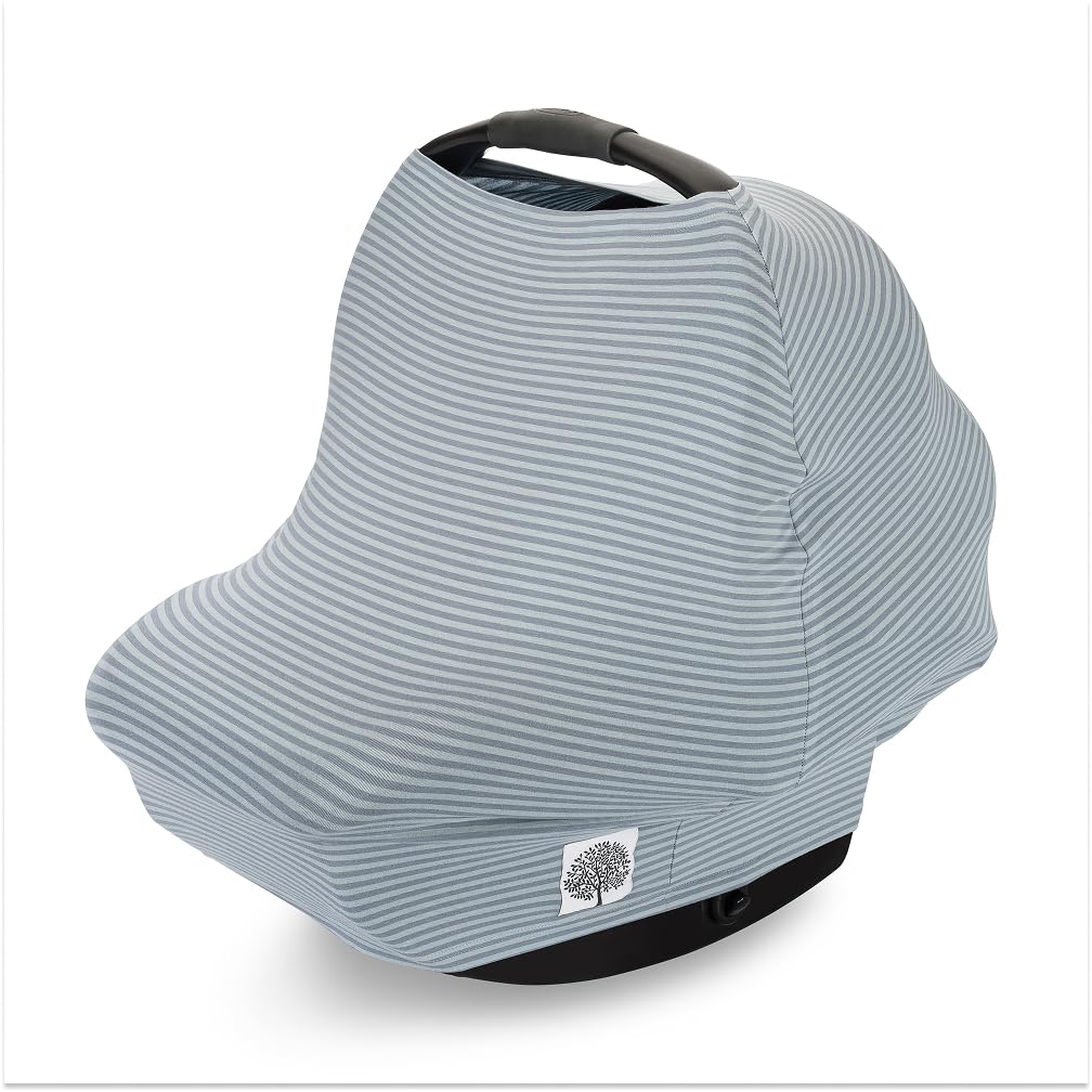 Parker Baby Co Multi-Use Cover, Carseat &amp; Nursing Cover: Stormy Blue Stripe
