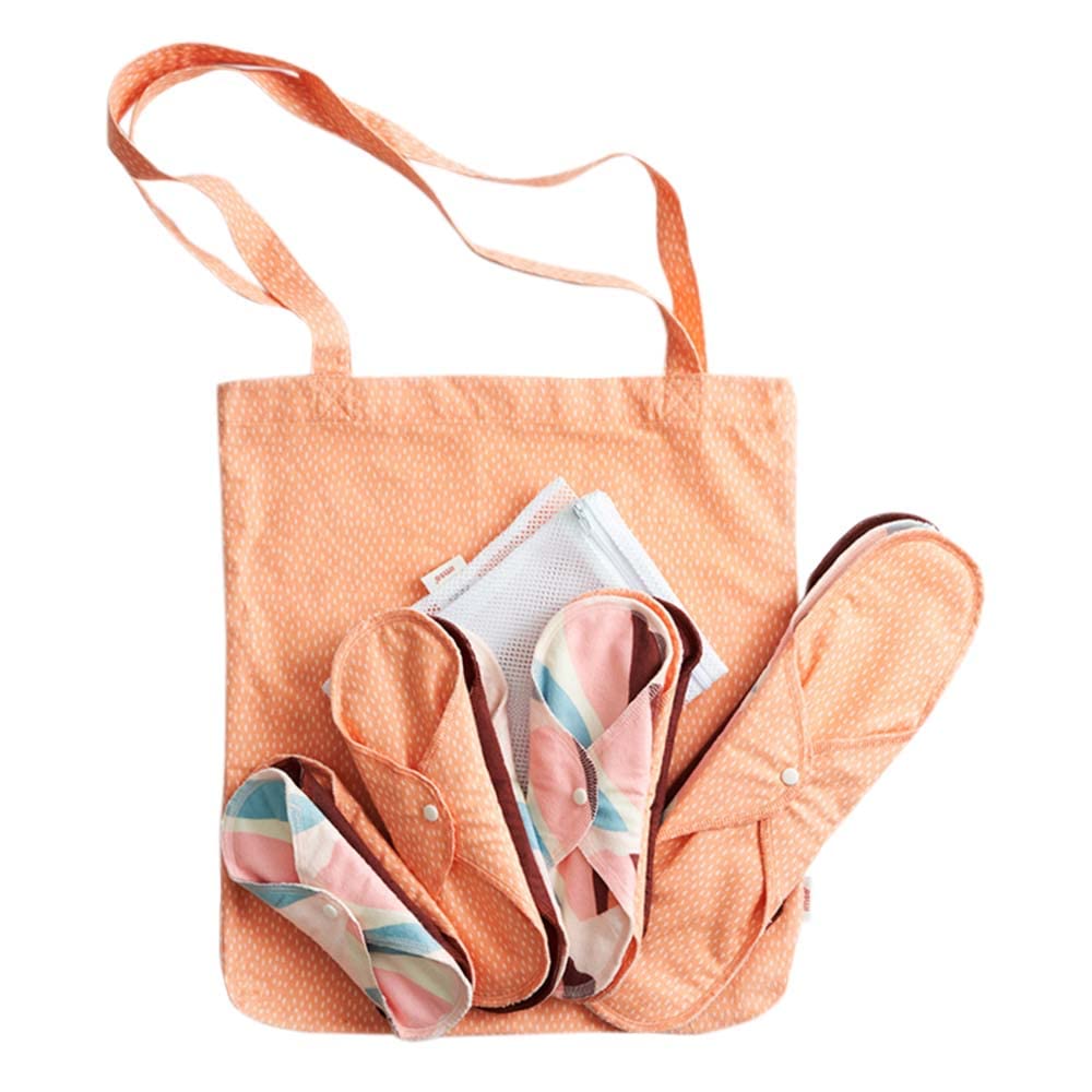 IMSEVIMSE Start Kit, Damenbinden, Bio-Baumwolle, Orange Sprinkle, 13-teilig