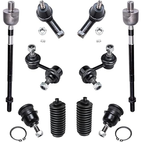 Detroit Axle - Front Lower Ball Joints, Inner Outer Tie Rods Sway Bar Links Replacement for 2000-2005 Hyundai Accent - 10pc Set