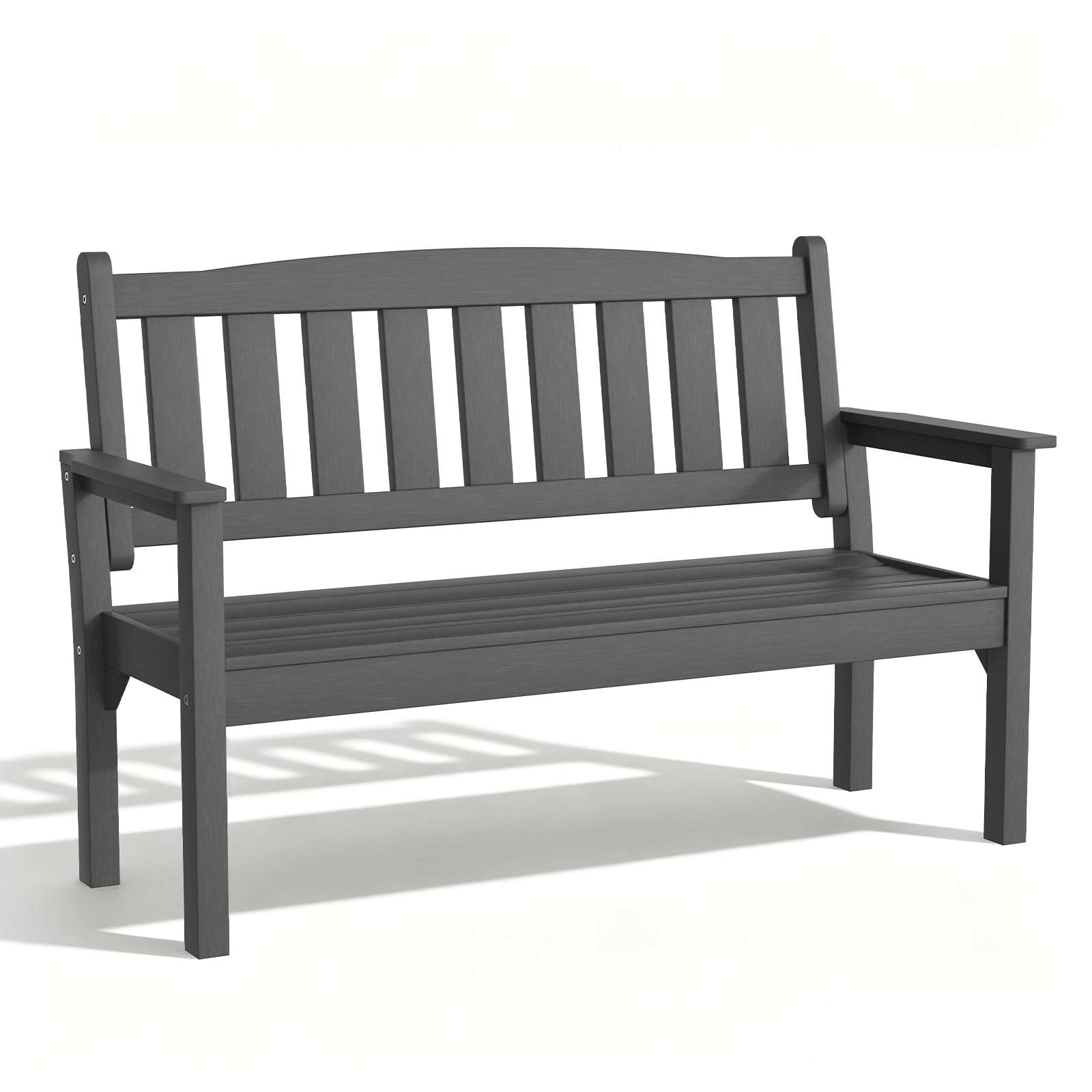 Psilvam 3-Person Poly Lumber Outdoor Bench Weatherproof, 800 Lbs, Grey