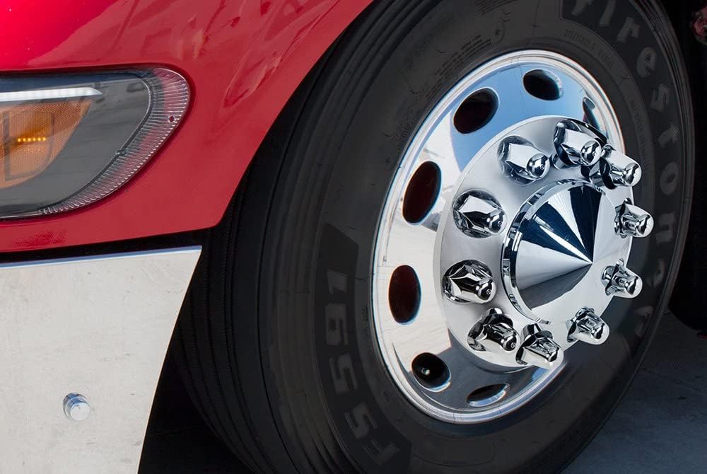 UNITED PACIFIC 10084 Wheel Lug Nut Cover Set, 1.5" x 2 3/4", Chrome, Plastic, Tall, Push-On Style