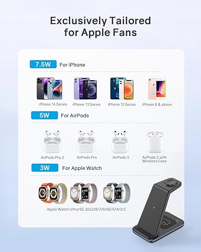 Miniatura 2 de Soporte de cargador inalámbrico, estación de carga inalámbrica rápida 3 en 1 para Apple Watch 9876SE5432, Airpods 32Pro, iPhone 151414 Plus14 Pro