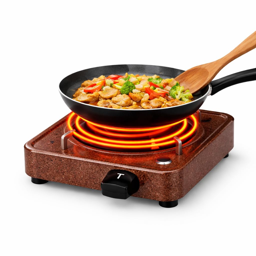 DRUMSTONE ( Comes With LPG Solution ) 2000W Electric Hot Plate Stove | Portable Single Burner Cooktop | LPG Gas Alternative | Works with All Utensils | Fast Heating Electric Burner | 5 years Warranty-picture-13