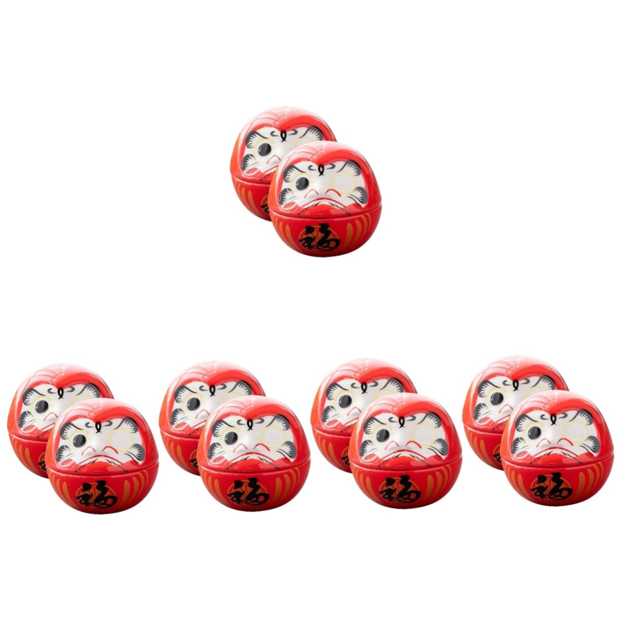Ciieeo 10 Pièces Oeufs du Dharma Mini Poupées De Fortune Statues De Décoratif Vacillant Décor Chat Maneki Neko Céramique Rouge