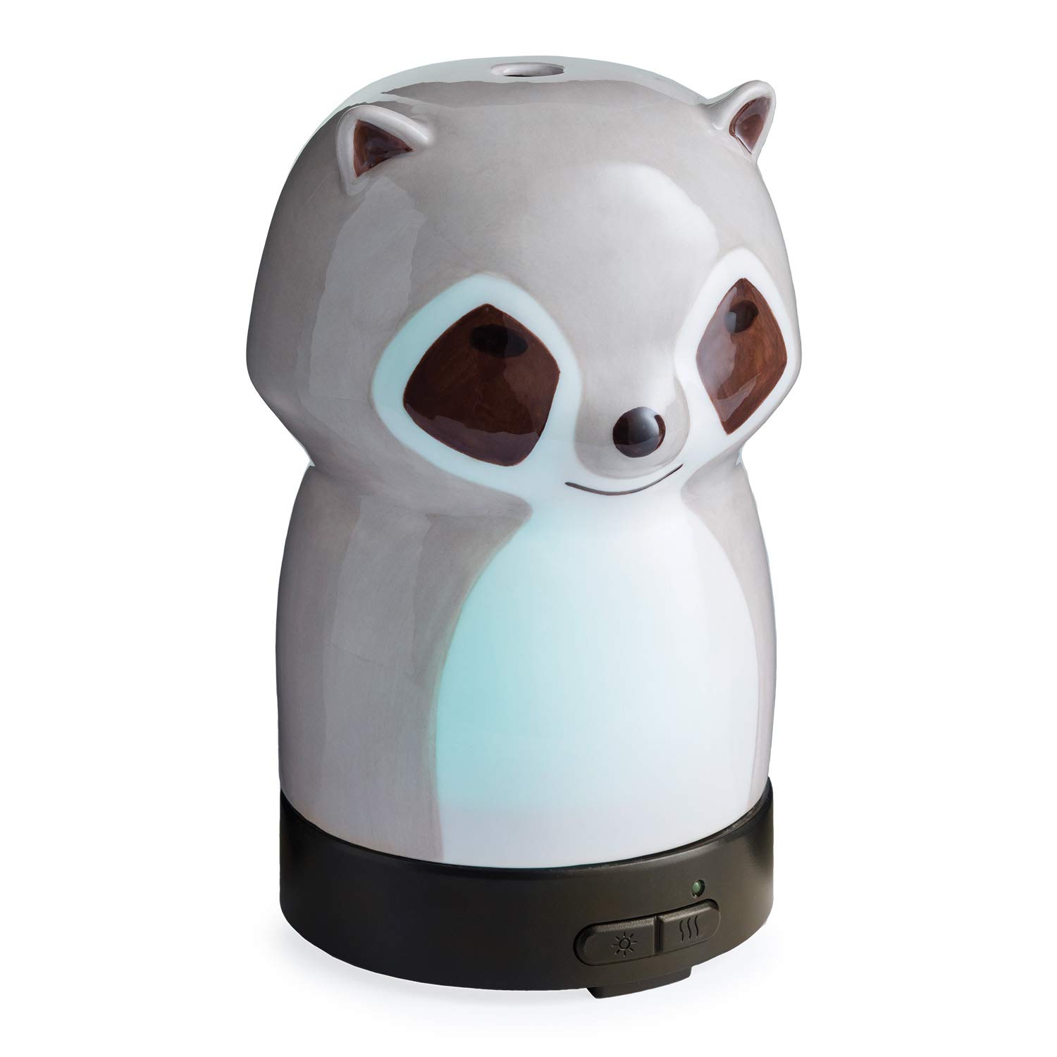 Airome Raccoon Medium Kid/Youth/Nursery Glass Essential Oil Diffuser|100 mL Humidifying Ultrasonic Aromatherapy Diffuser 8 Colorful LED Lights,