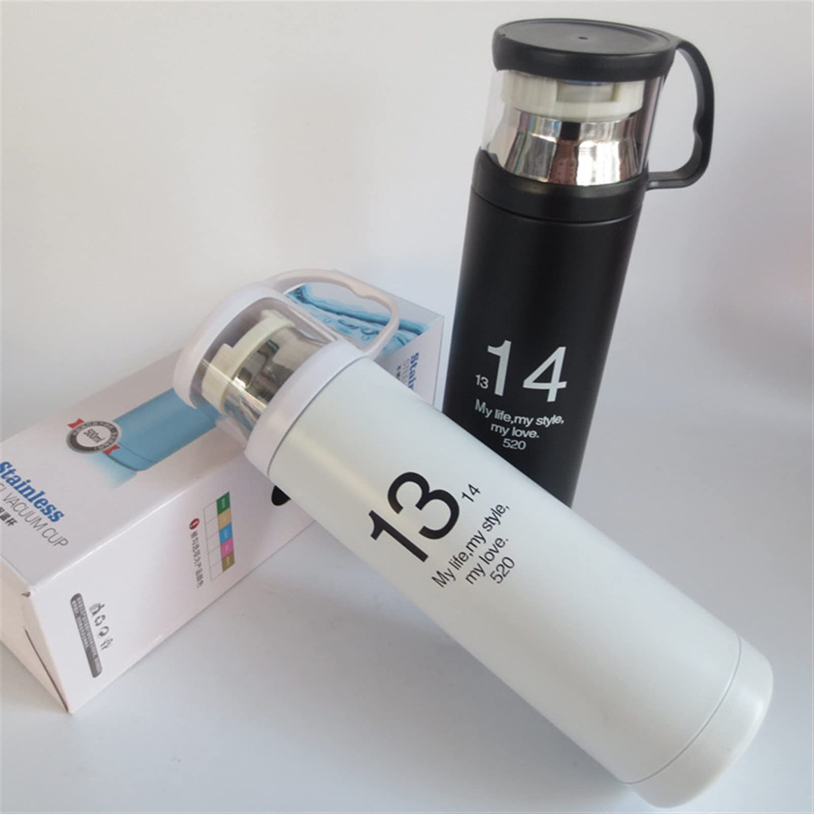 Isolierflasche Reise-Thermobecher, 500 ml 350 ml Thermoskanne Edelstahl Thermobecher Tee Kaffee Thermobecher Wasserflasche Thermocup Isolierbecher Isolierflasche (350 ml, weiß)