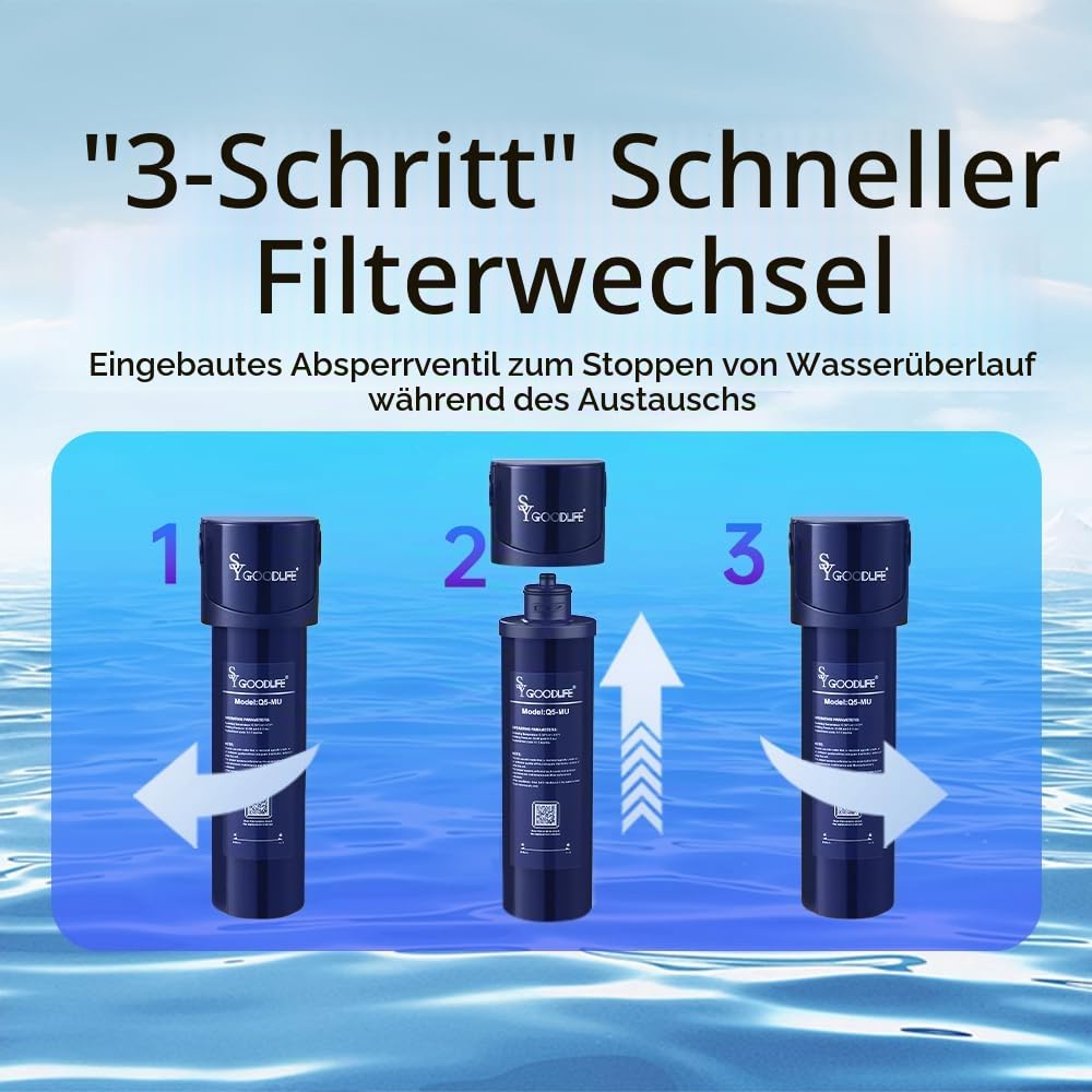 SY GOODLIFE Untertisch Wasserfilter System, 0,01 Mikron, 8000 Gallonen