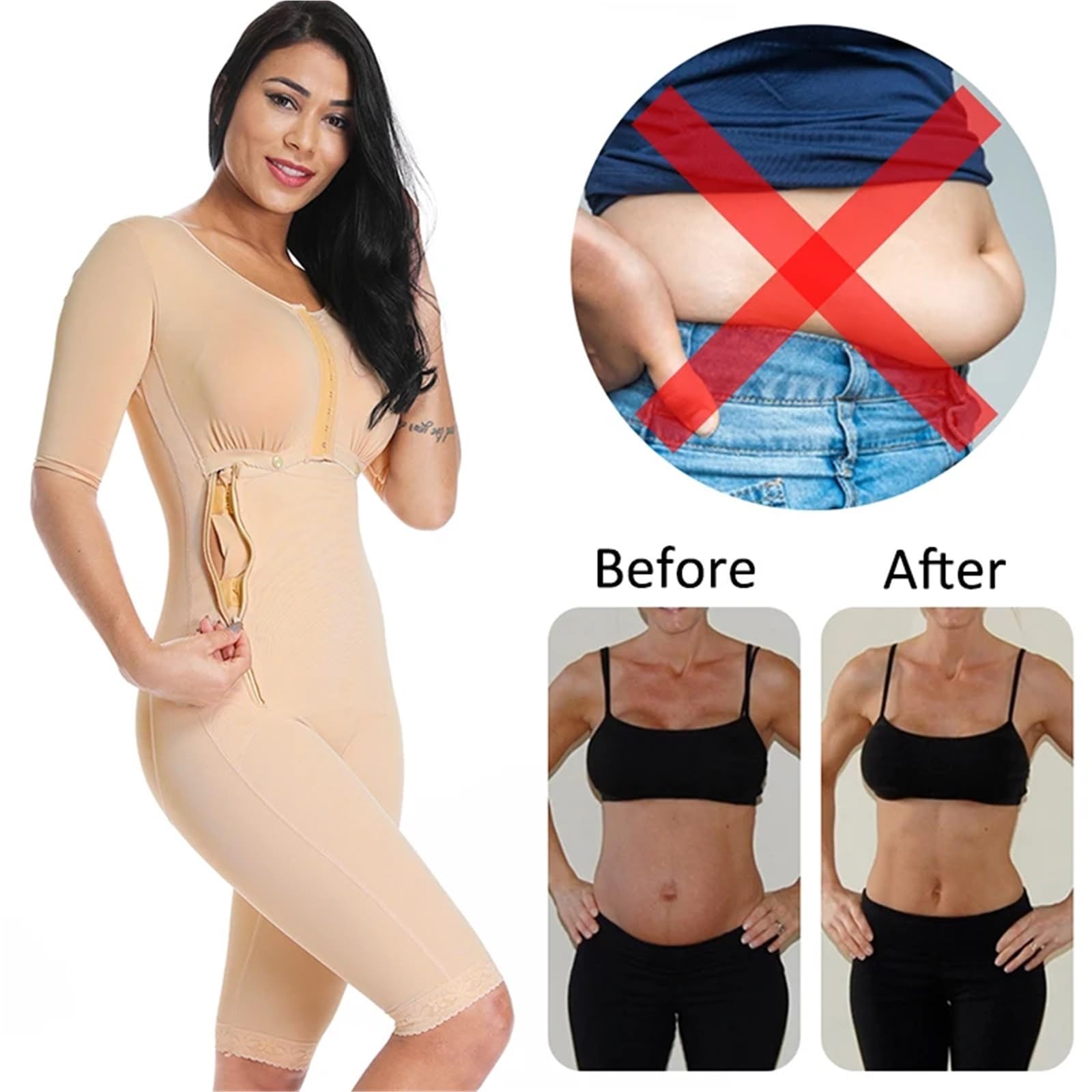Bodysuit Shapewear Shaper Completo for Il Corpo Dimagrante Shapewear Vita Trainer Corsetto Butt Lifter Intimo for Il Controllo della Pancia für Snellente(S)