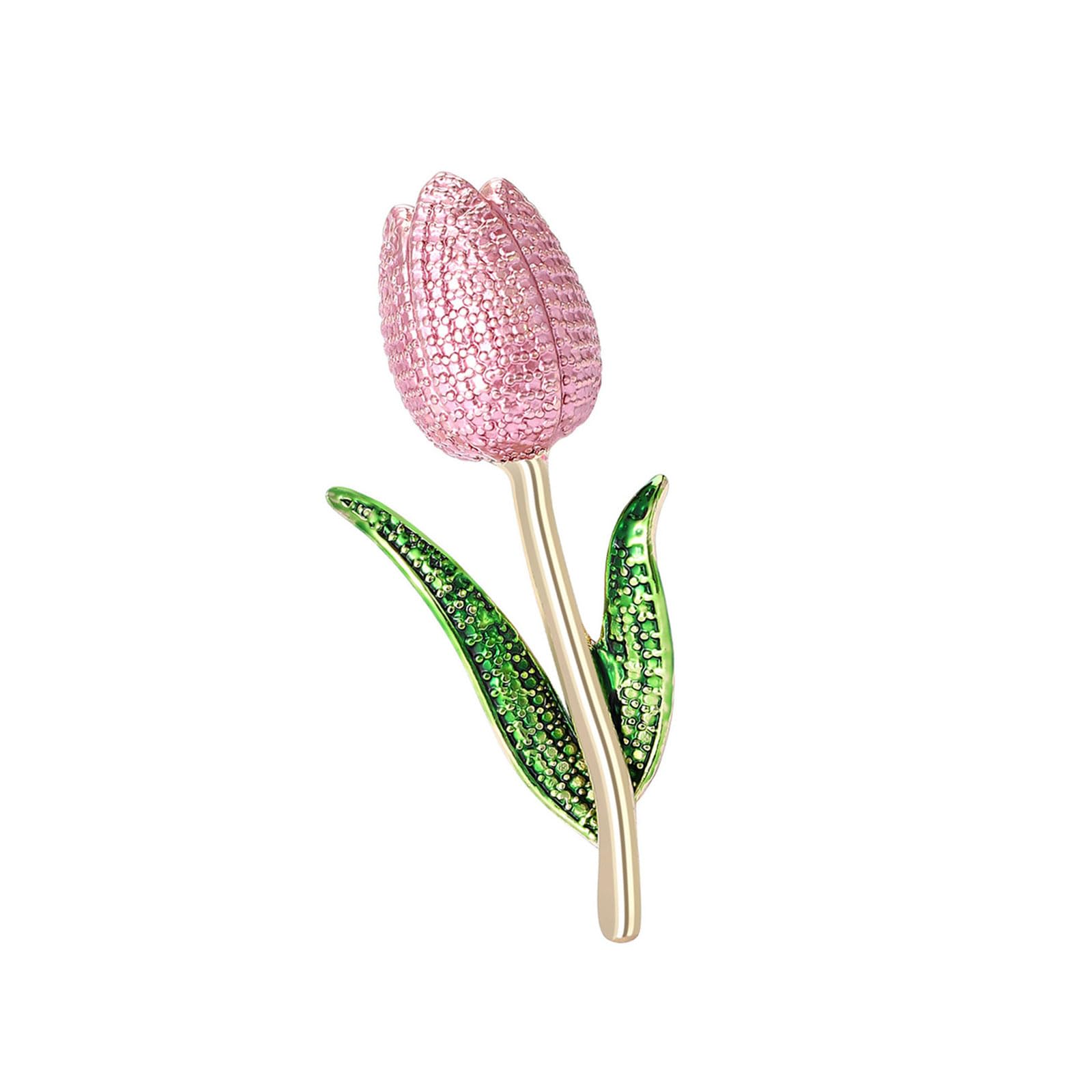 Yupeiukli Women's Pink Elegant Vintage Tulips Enameled Brooch For Alloy Art Jewelry Nature Inspired Accessory For Shawl Or Bag Decoration