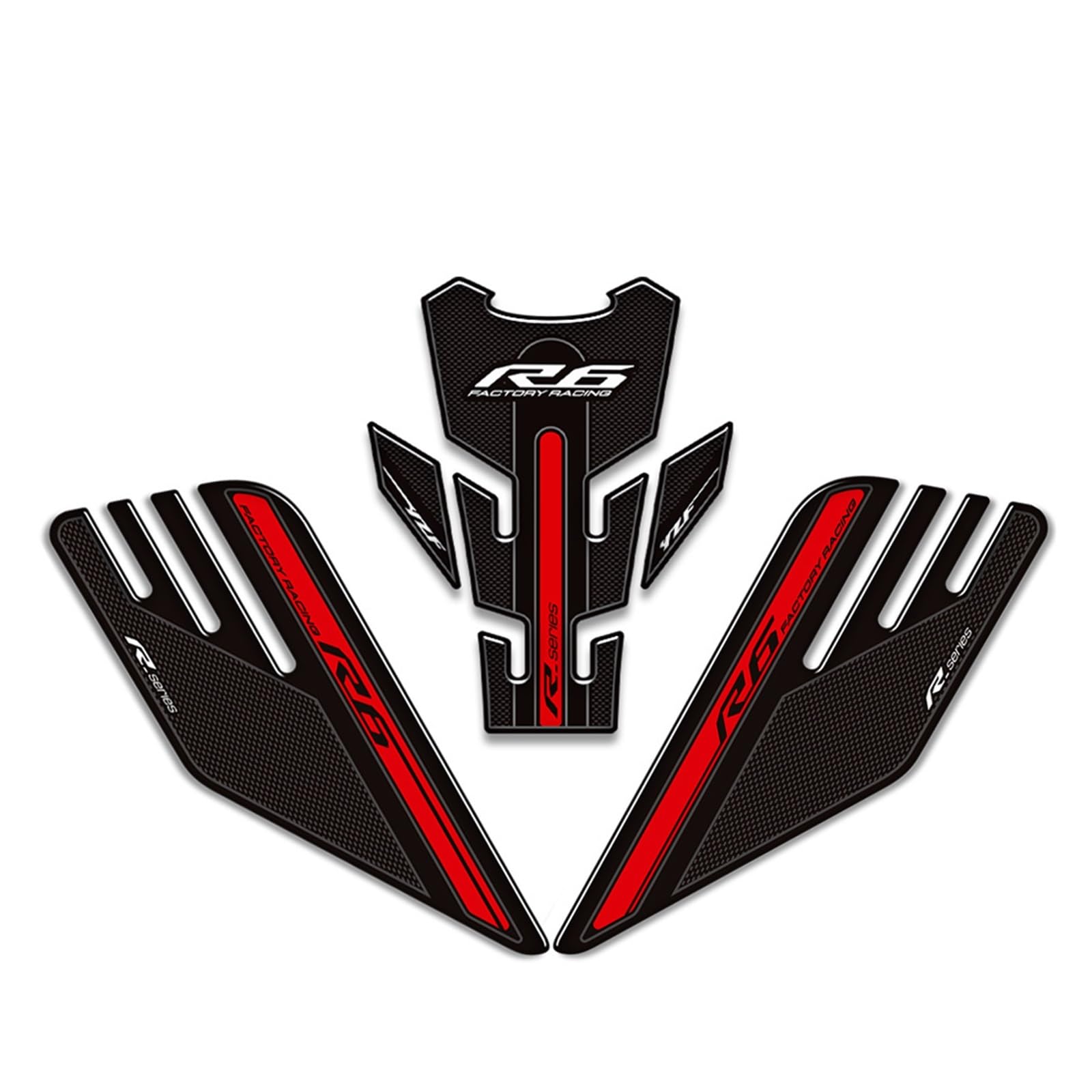 Decoration for Yamaha YZF-R6 YZF R6 YZFR6 3D Decals Fuel Tank Pad Knee Protector Stickers(Red)