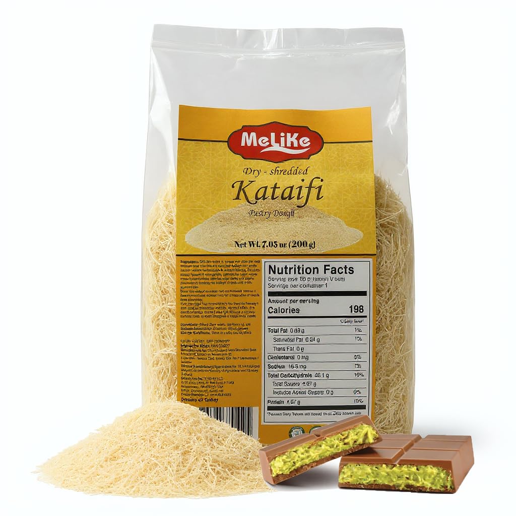 MELIKE Dried & Chopped Kataifi Shredded Fillo Dough 7oz (200g). dried Kadayif Pastry Dough, Ingredient for The Viral Dubai Chocolate Bar, Shredded Phyllo, Kunafa, Knafeh, Kataifi
