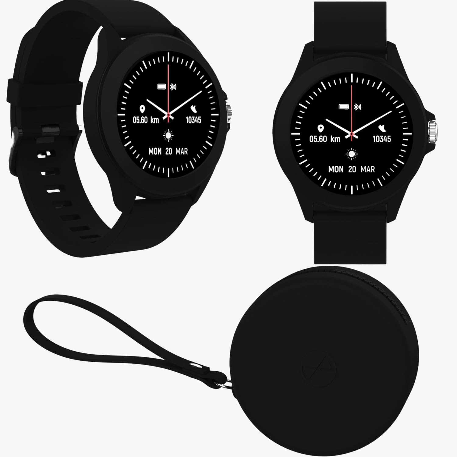 FOREVER Colorum CW-300 Smartwatch Redondo Negro - Reloj Contador de Pasos y Calorias con pulsómetro a Monitor de sueño - Larga duración de batería - Reloj Inteligente Mujer Hombre para Android/iOS