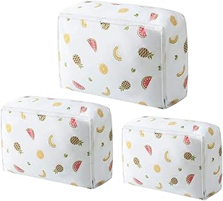 Tomedeks 3 PCS PEVA Borsa per vestiti trasparente, borsa per trapunta, inodore, impermeabile, traspirante, pieghevole, organizzazione guardaroba (Fruit)