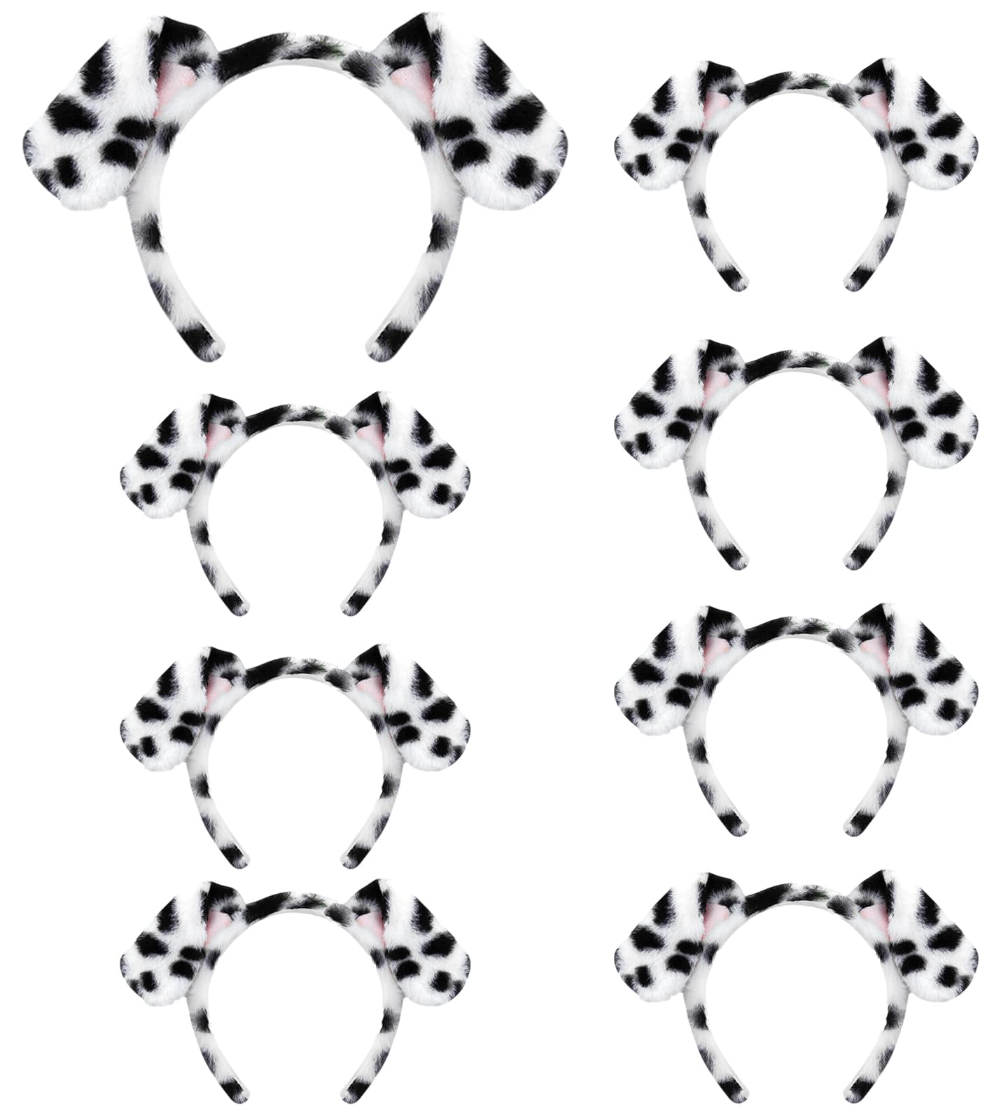 Beviliu Dalmatian Dog Ears Headband - 8 Pack Puppy Ear Hairband Fluffy Adult Dalmatian Costume for Halloween Dogs Party Cosplay Washing Makeup