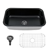 28 Black Undermount Kitchen Sink-Bokaiya 28x18 Inch Undermount Stainless Steel Sink 16 Gauge Single Bowl Kitchen Sinks with Dish Grid