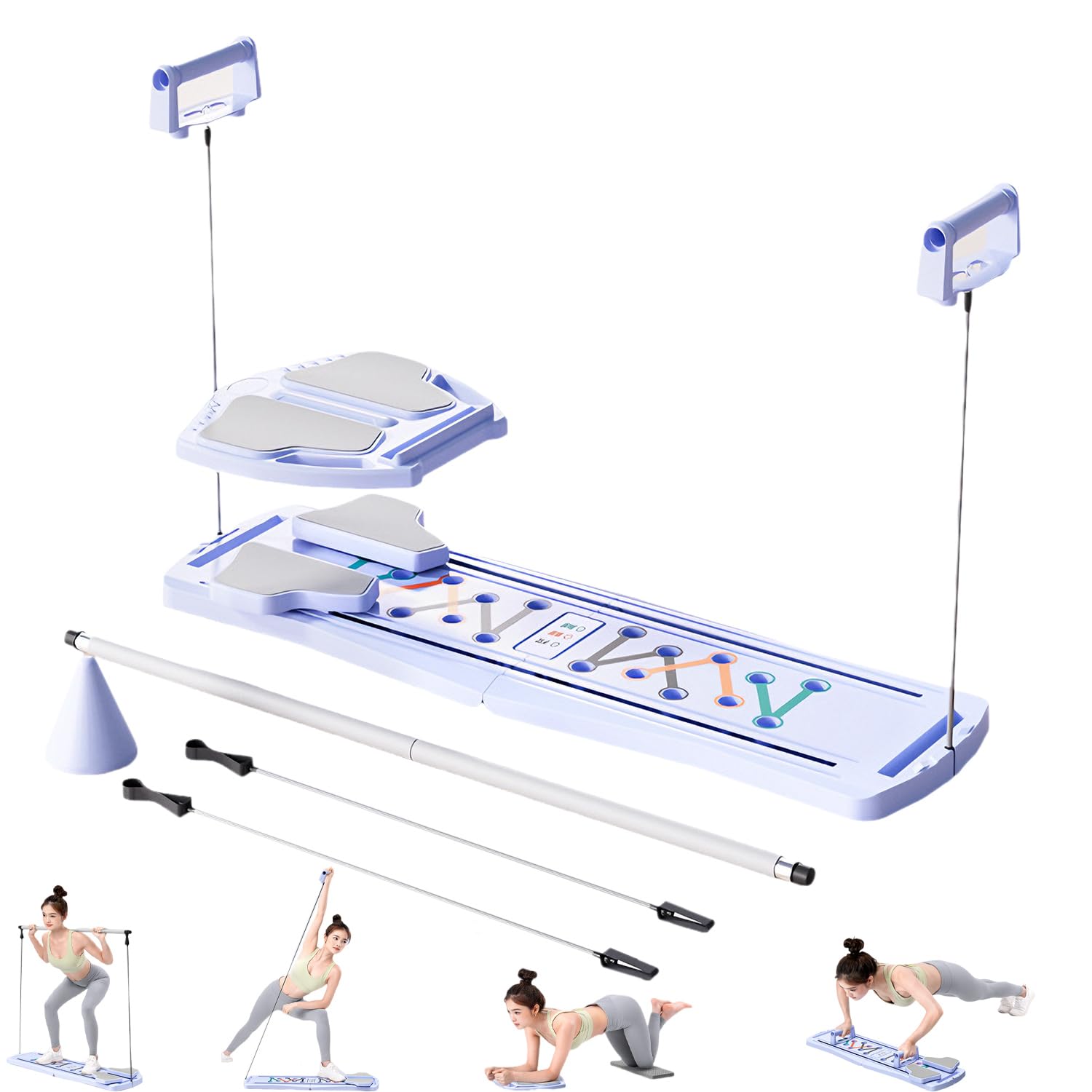 8 in1 mini Reformer Pilates, Reformer Pilates per Casa, Multifunzione Pieghevole Tavola Pilates per Casa, Automatic Rebound