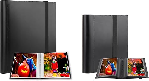 Miniatura 1 de Álbum de fotos de 8 x 10 pulgadas con capacidad para 68 fotos y pequeño álbum de fotos de 4 x 6 pulgadas, página interior negra con banda elástica