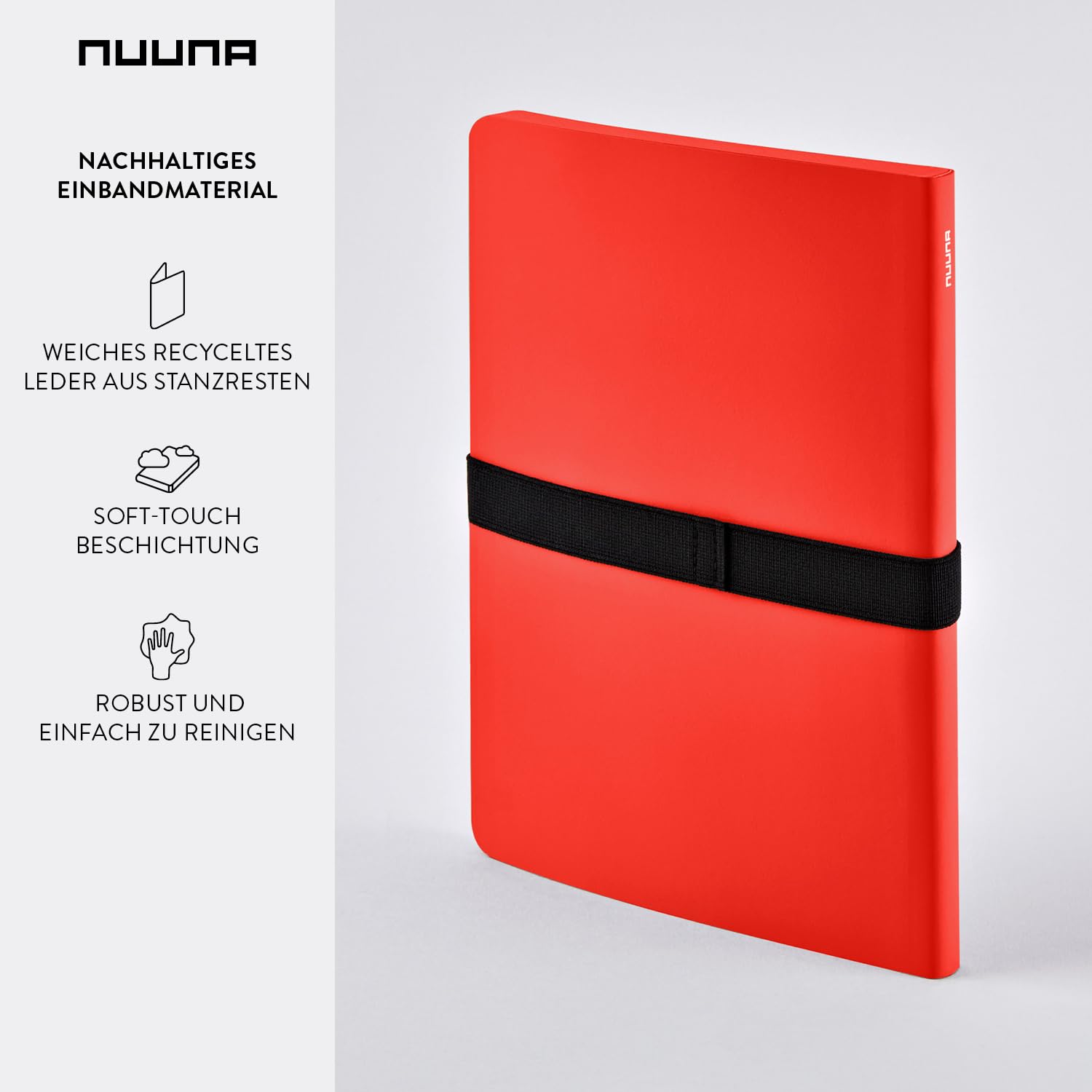 Nuuna Notizbuch A5+ Not White L Light - Rot, Leder rot