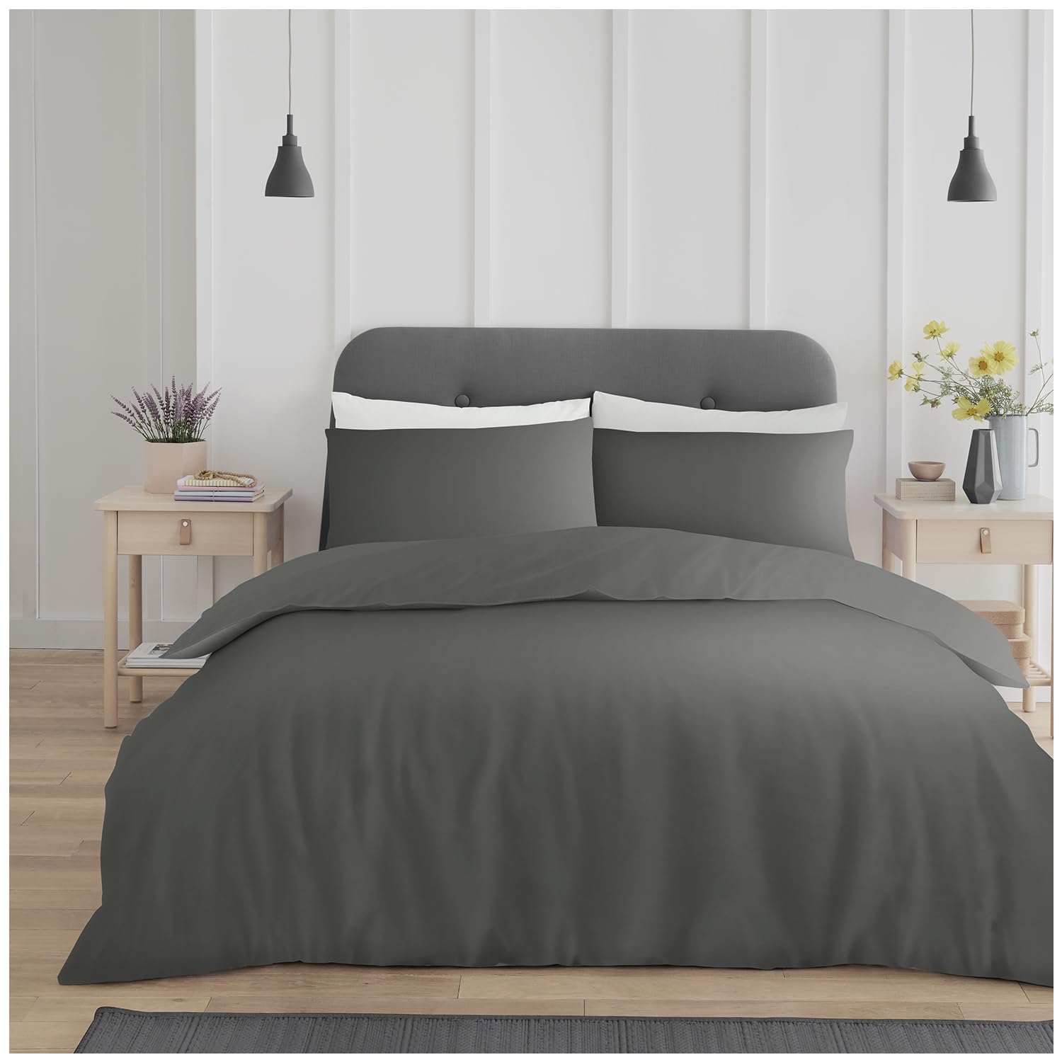 Gc Gaveno Cavailia Charcoal Microfibre Double Duvet Cover Bed Set,