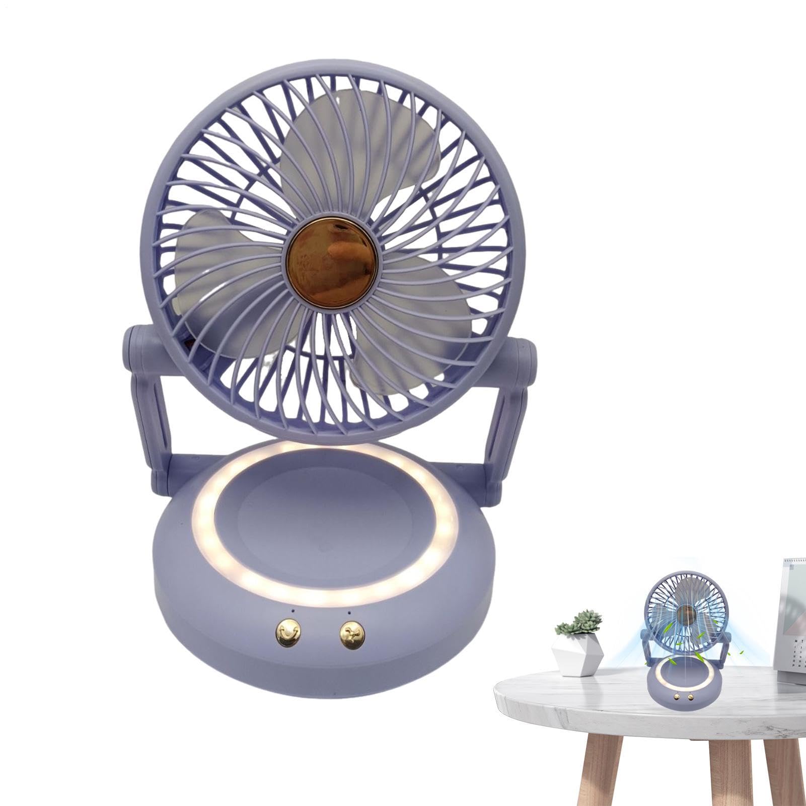 Ventilateur de table pliable Generico avec LED rechargeable pour bureau et camping