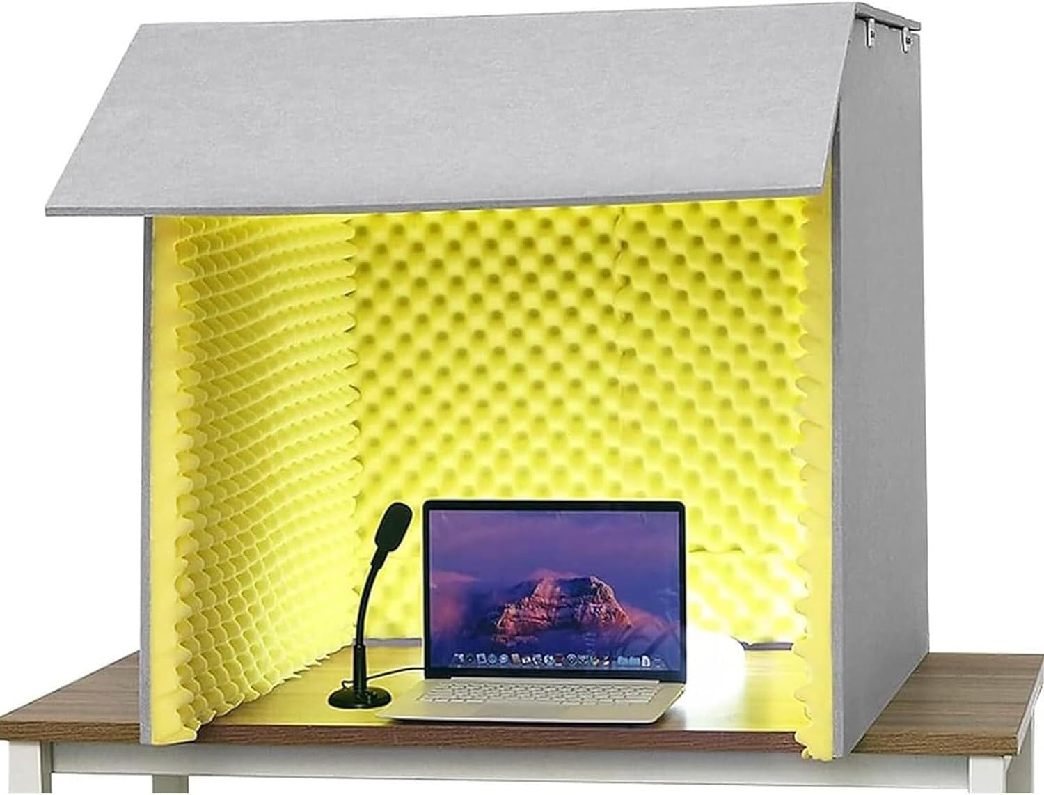 Studio d'enregistrement vocal portable, enceinte sonore de bureau, salle insonorisée for studio à domicile for équipement d'enregistrement de microphone, podcast, chant, jeu et diffusion(Giallo)