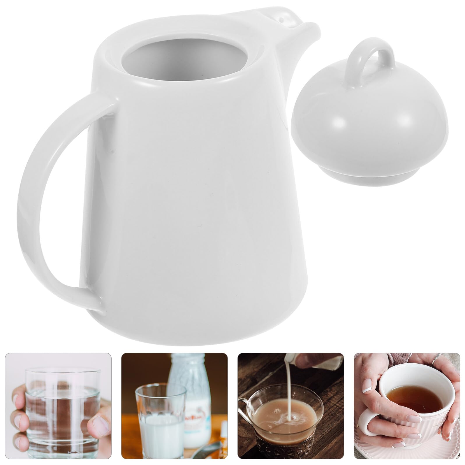 Keramik Wasserkrug mit Griff, 850ml, Weiß, Klassisch Retro | Große Öffnung, Leicht Auszugießen, nicht Leicht zu Splitten, Einfach zu Reinigen