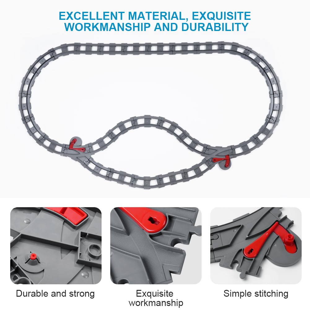 HOTUT 26 PCS City Train Tracks, City Railway Rails for Train Construction Toy Set Compatible with All Major Brand - Image 4
